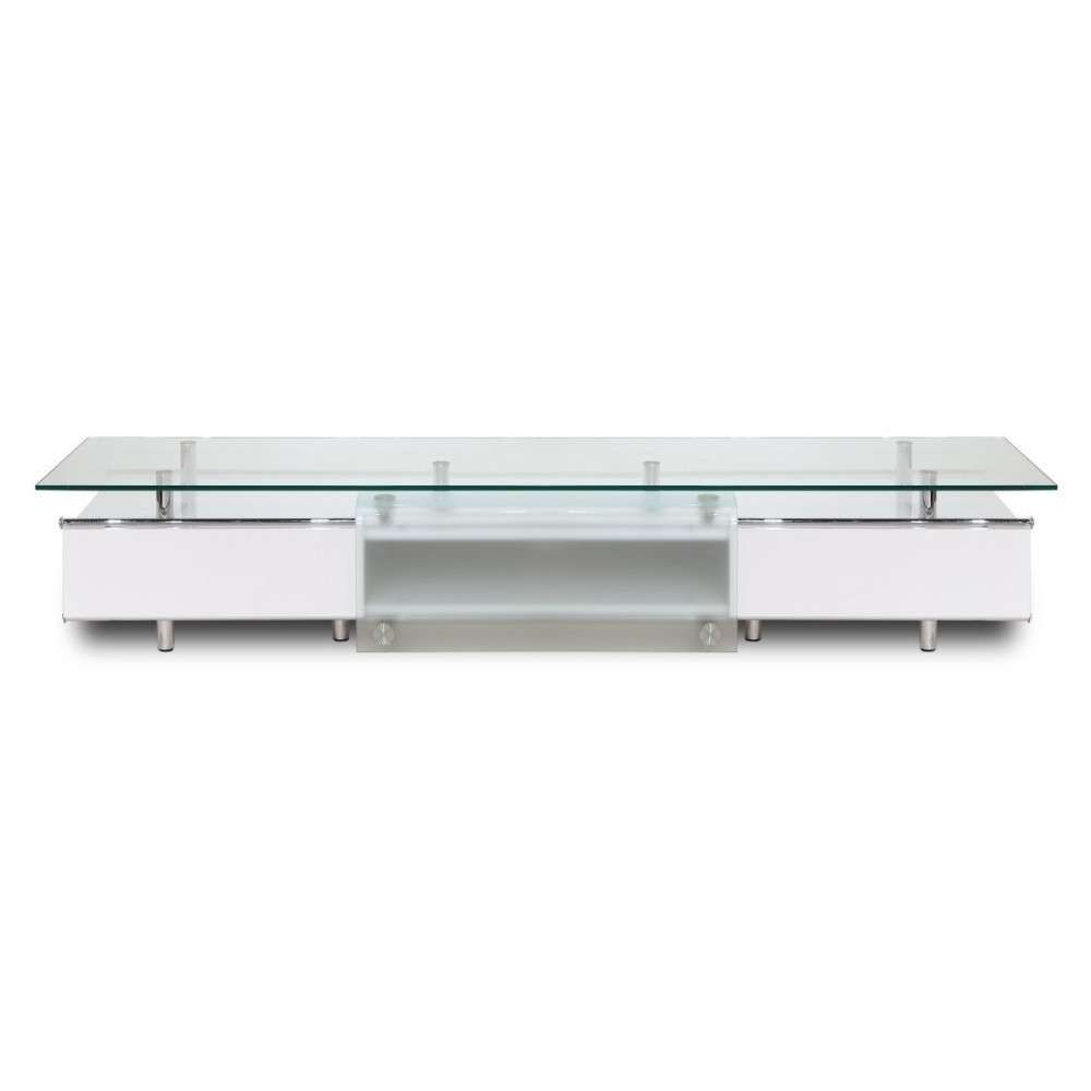 $1,329.00 Ema High Gloss White Tv Stand With Sliding Frosted Glass Regarding White Glass Tv Stands (Gallery 4 of 15)