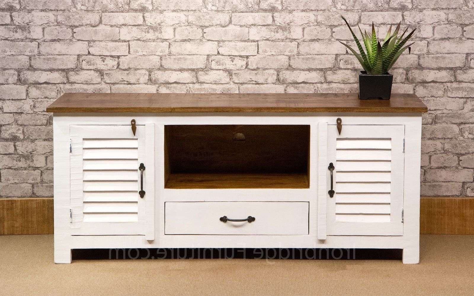 518 Vintage Style Painted Long Tv Cabinet – Farrow & Ball No. 2005 Inside White Painted Tv Cabinets (Gallery 8 of 20)