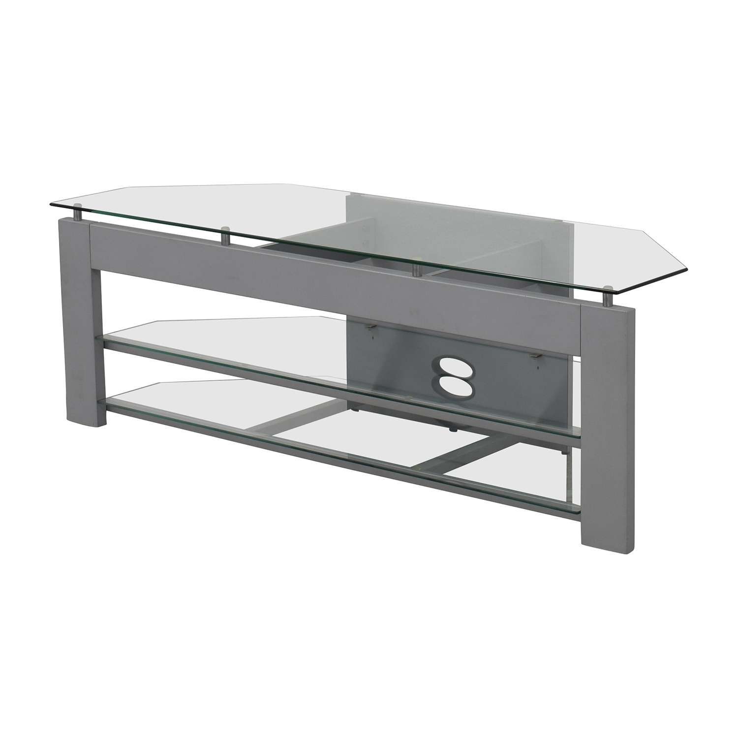 87% Off – Silver And Glass Tv Stand / Storage Within Silver Tv Stands (View 4 of 15)