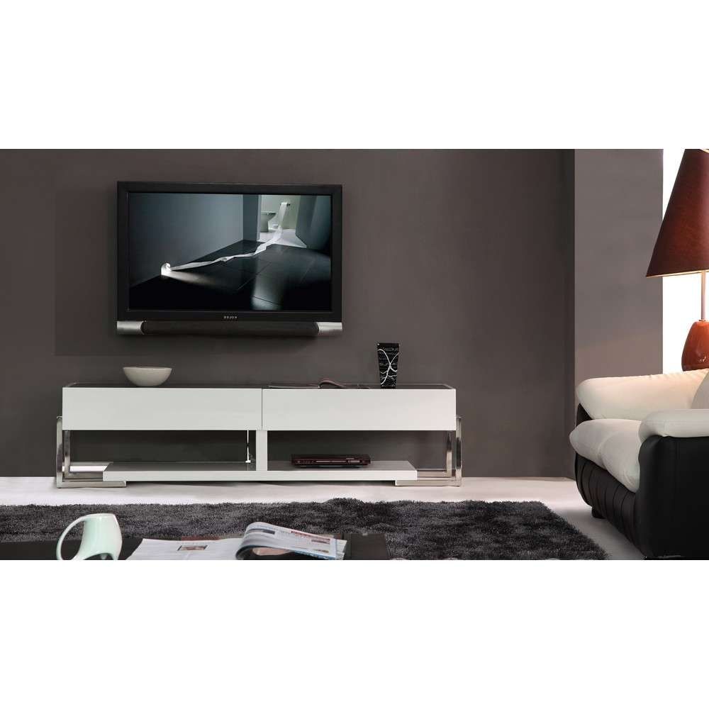 B Modern Agent Tv Stand | White High Gloss / Black Glass Top, B For Modern Glass Tv Stands (View 3 of 15)