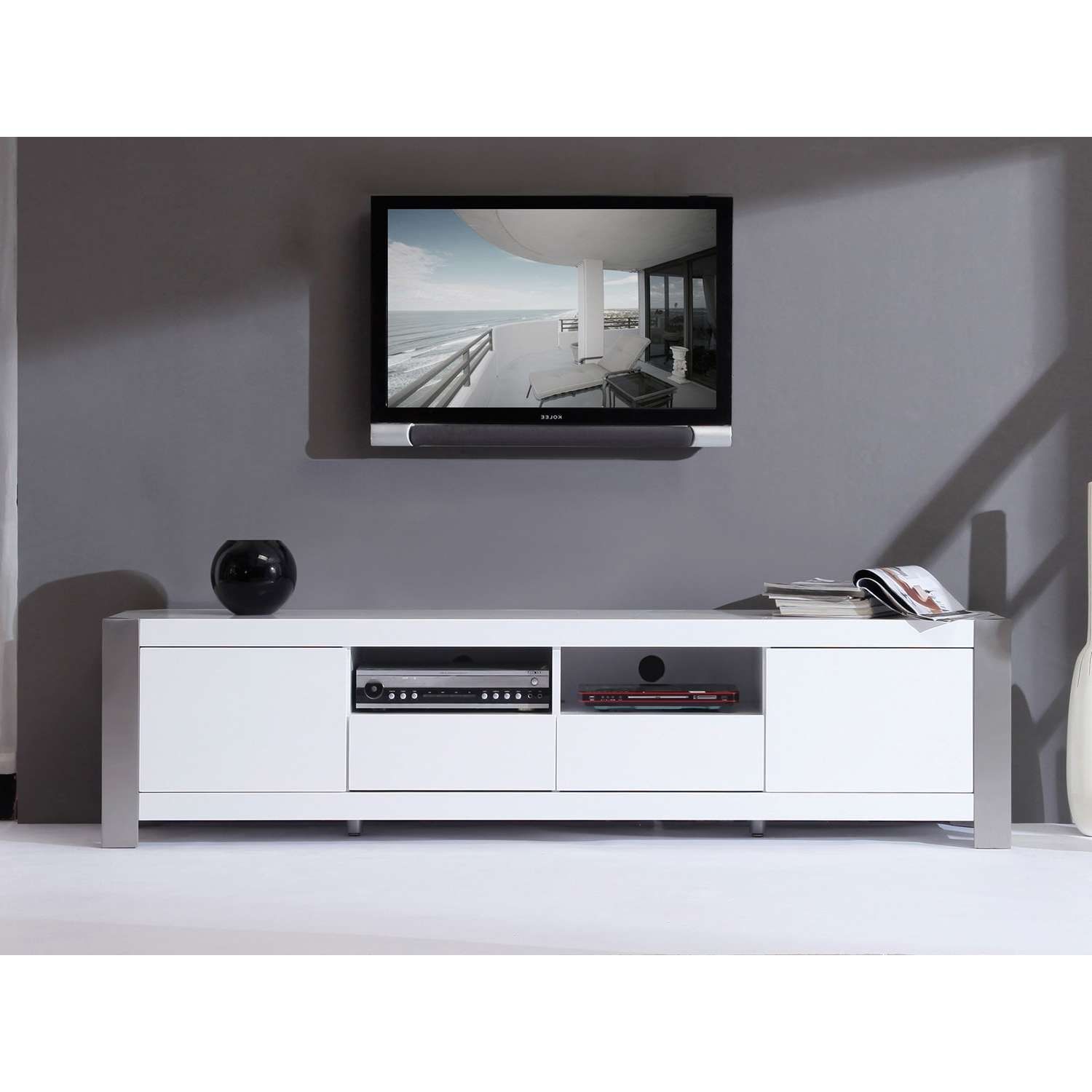 B Modern Composer 79" High Gloss White Tv Stand – Bm 100 Wht | The Pertaining To Gloss White Tv Stands (View 11 of 15)