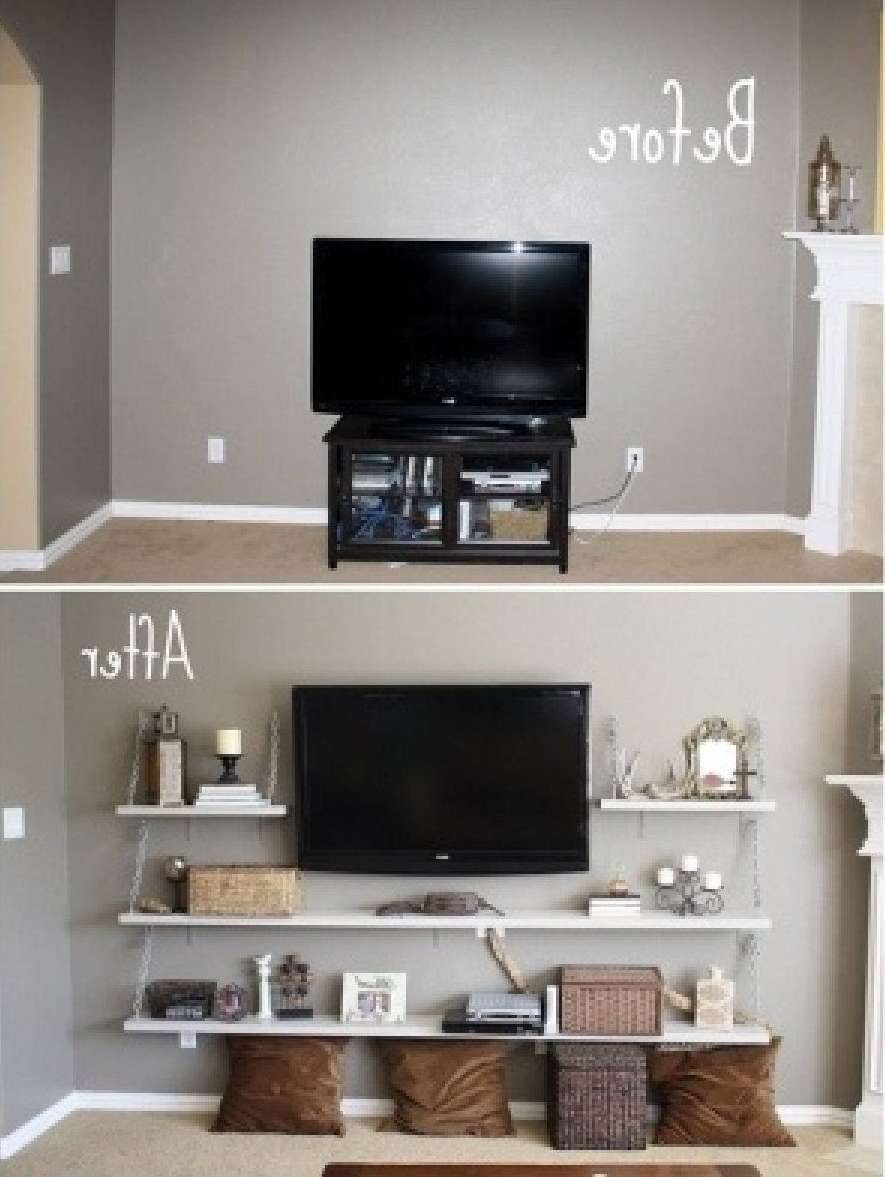 Before And After Diy Cool Remodel Tv Stands With Floating Wood Regarding Cool Tv Stands (Gallery 1 of 15)