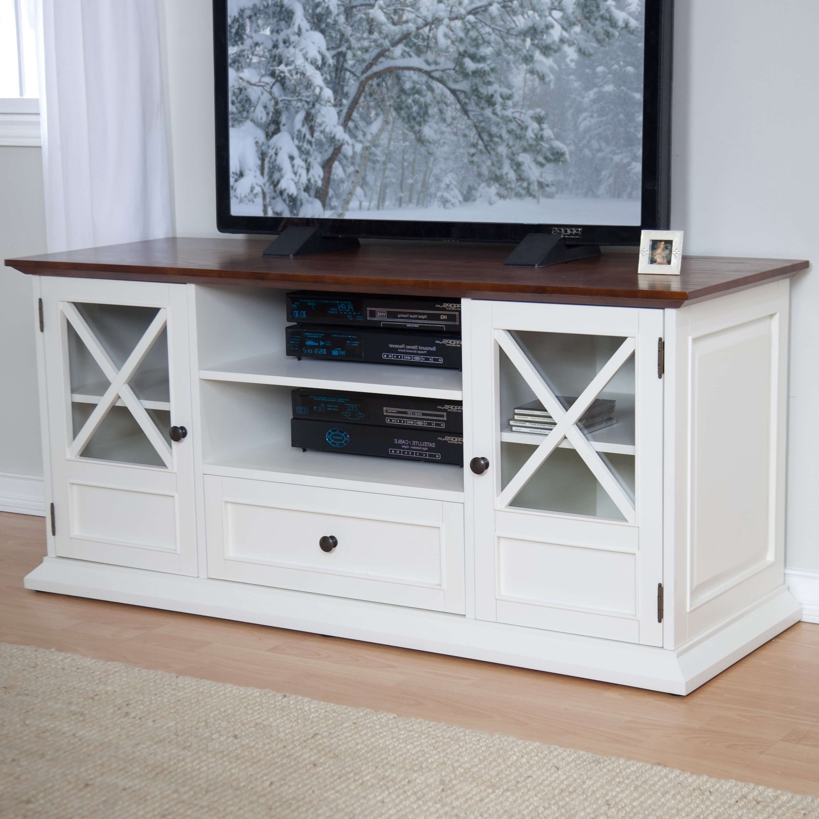 Belham Living Hampton Tv Stand – White/oak | Hayneedle Within White Tv Cabinets (View 1 of 20)