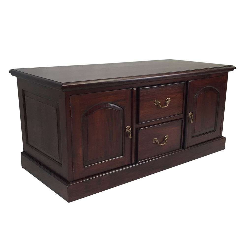 Colonial Style Mahogany Wood 2 Door Tv Cabinet / Stand With For Mahogany Tv Stands (View 9 of 15)
