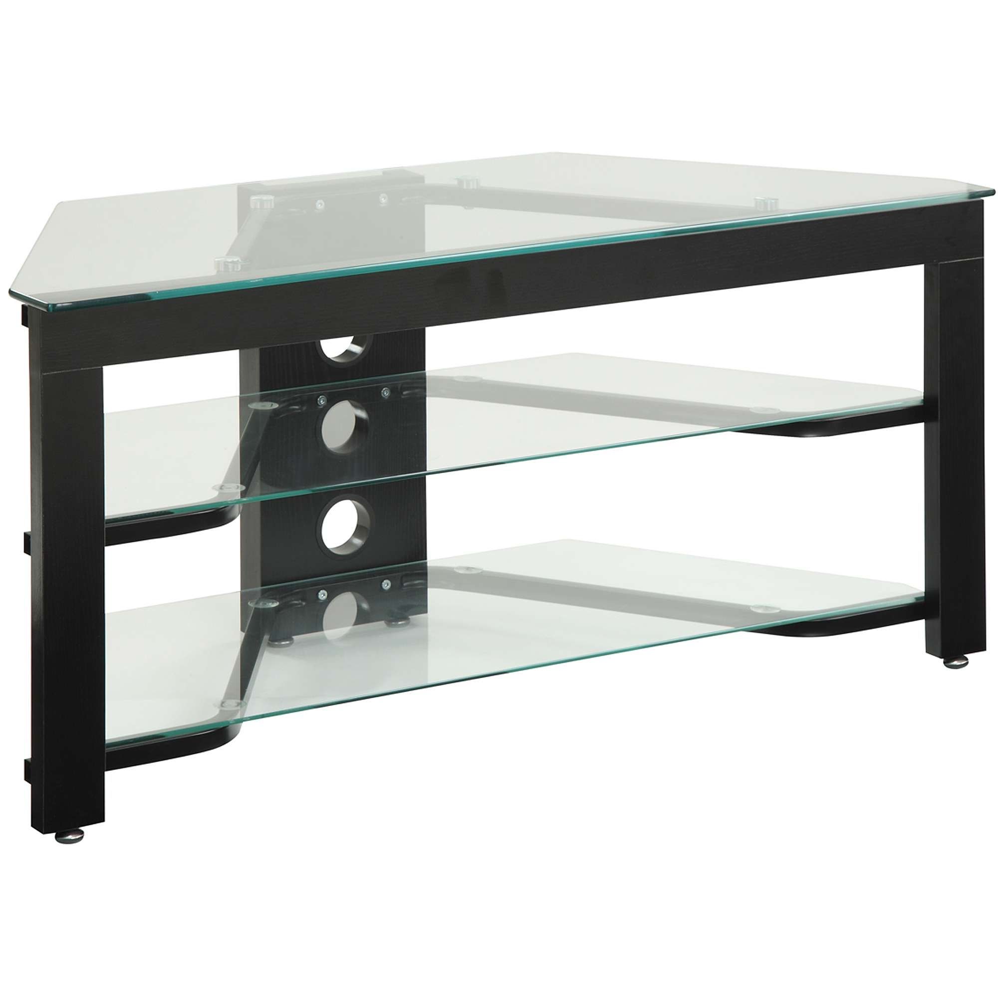 Convenience Concepts Designs2go Wood And Glass Tv Stand For Tvs Up Regarding Glass Tv Stands (Gallery 1 of 15)
