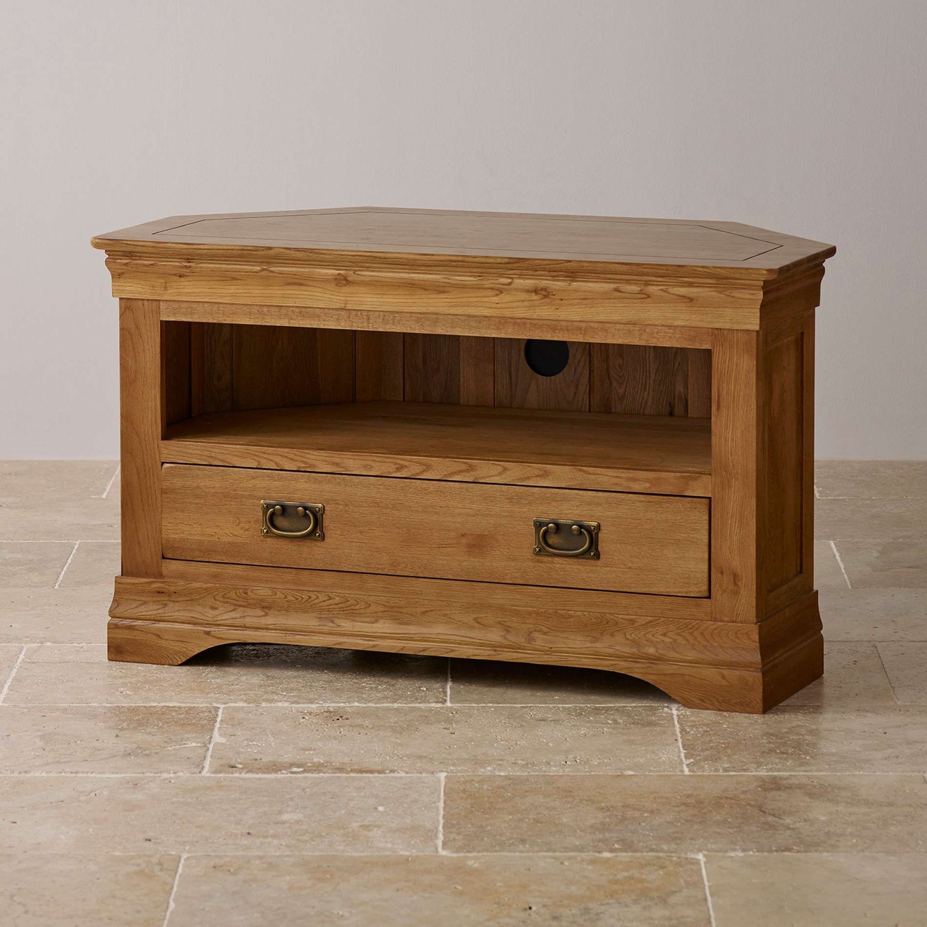 Corner Wooden Tv Cabinet – Seeshiningstars Intended For Rustic Oak Tv Stands (View 11 of 15)