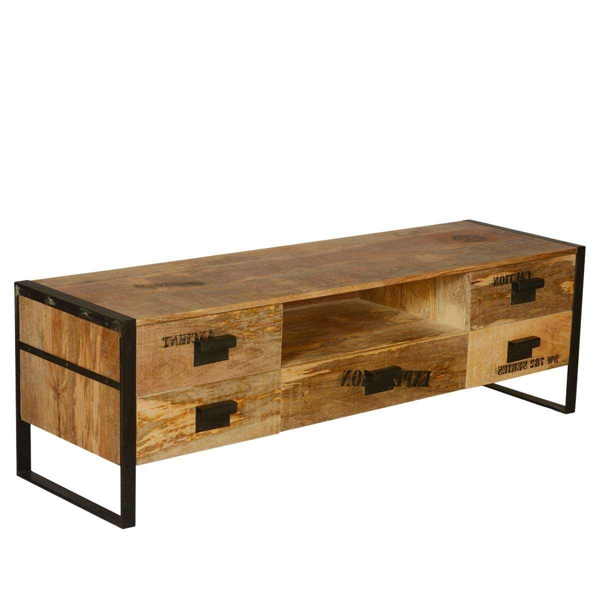 Expedition Mango Wood & Iron Tv Stand Media Cabinet Intended For Mango Wood Tv Stands (View 1 of 15)
