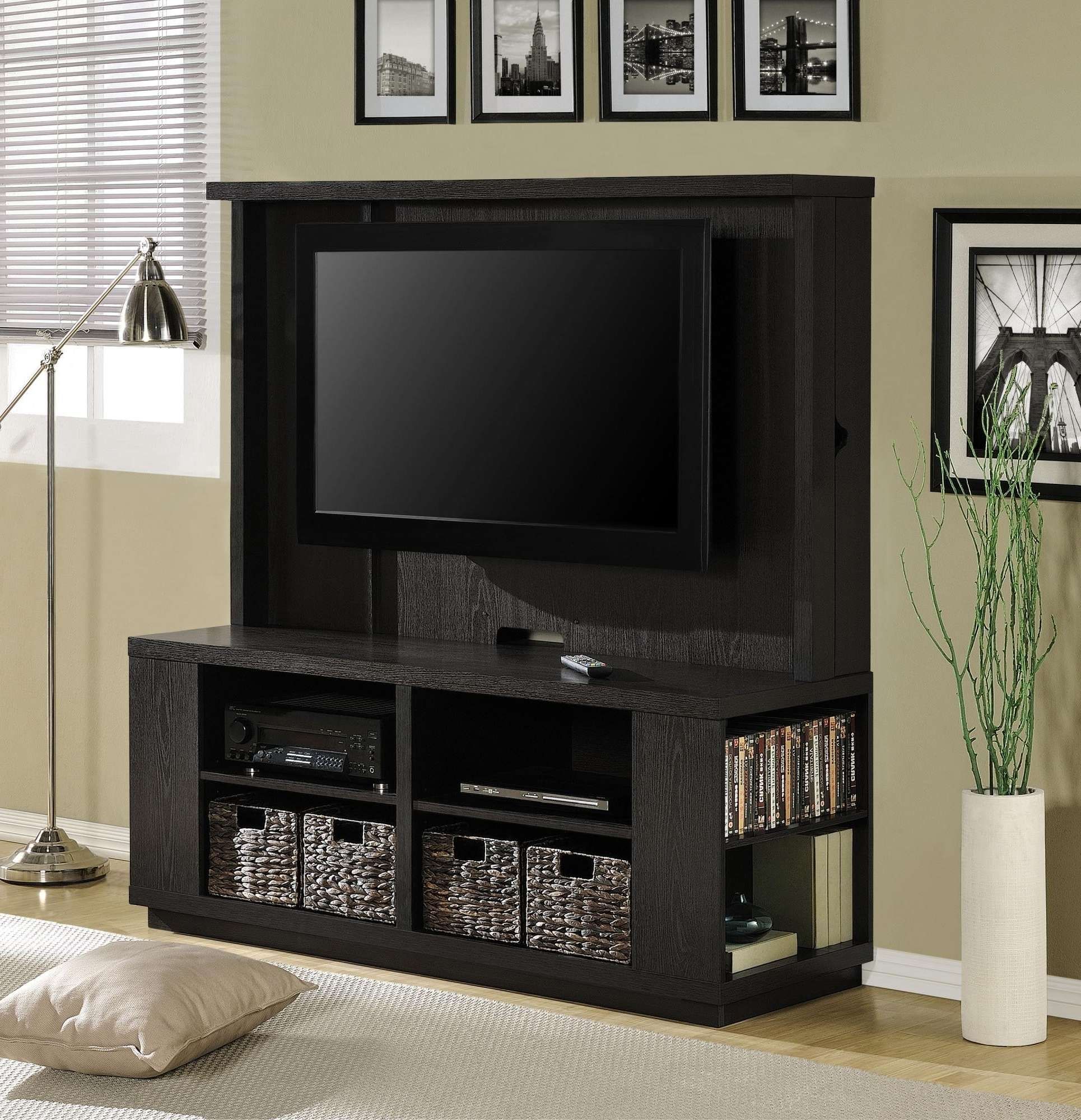 Free Ship Furnishings | 60" Flat Panel Tv Stand Dylan Hec With Regarding Tv Stands With Baskets (View 1 of 15)
