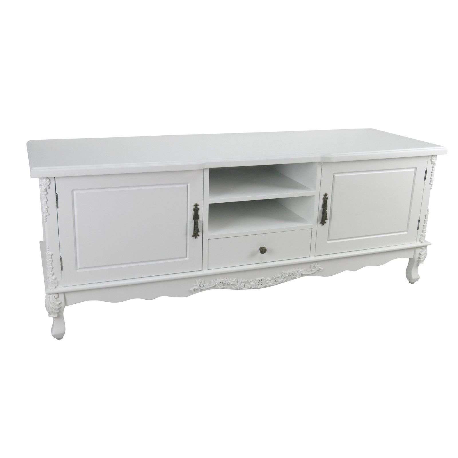 French Style White Large Cabinet Tv Unit Furniture – La Maison Pertaining To French Style Tv Cabinets (View 7 of 20)