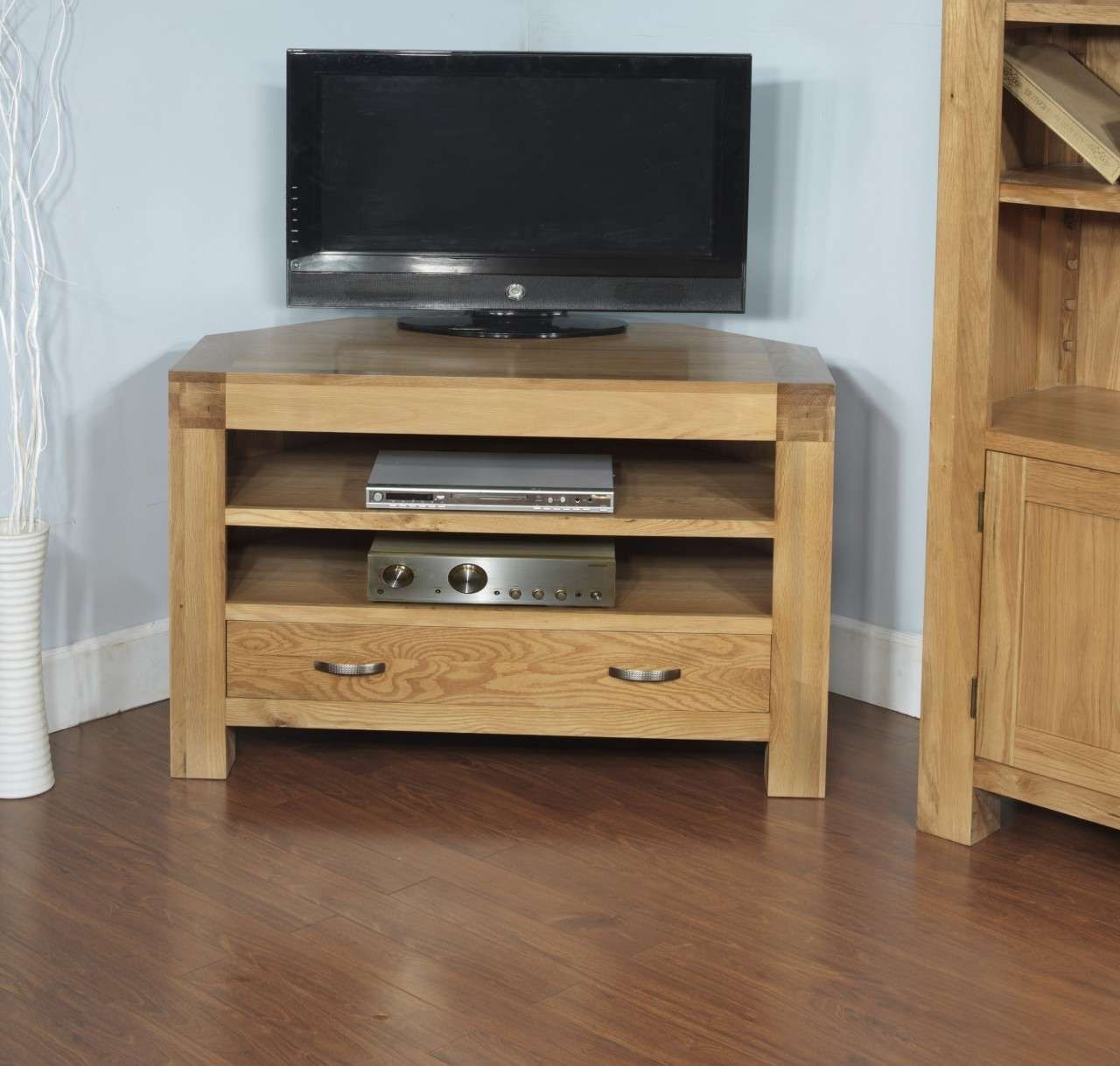Furniture. Light Brown Wooden Corner Tv Stand With Shelf And Inside Light Oak Corner Tv Stands (Gallery 4 of 20)