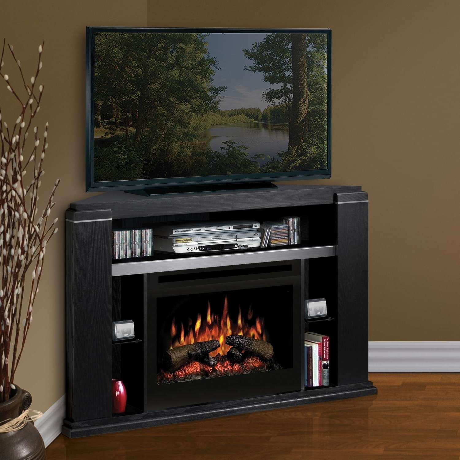 Furniture. Modern Corner Tv Stand Combined With Varnished Harwood With Dark Brown Corner Tv Stands (Gallery 14 of 15)