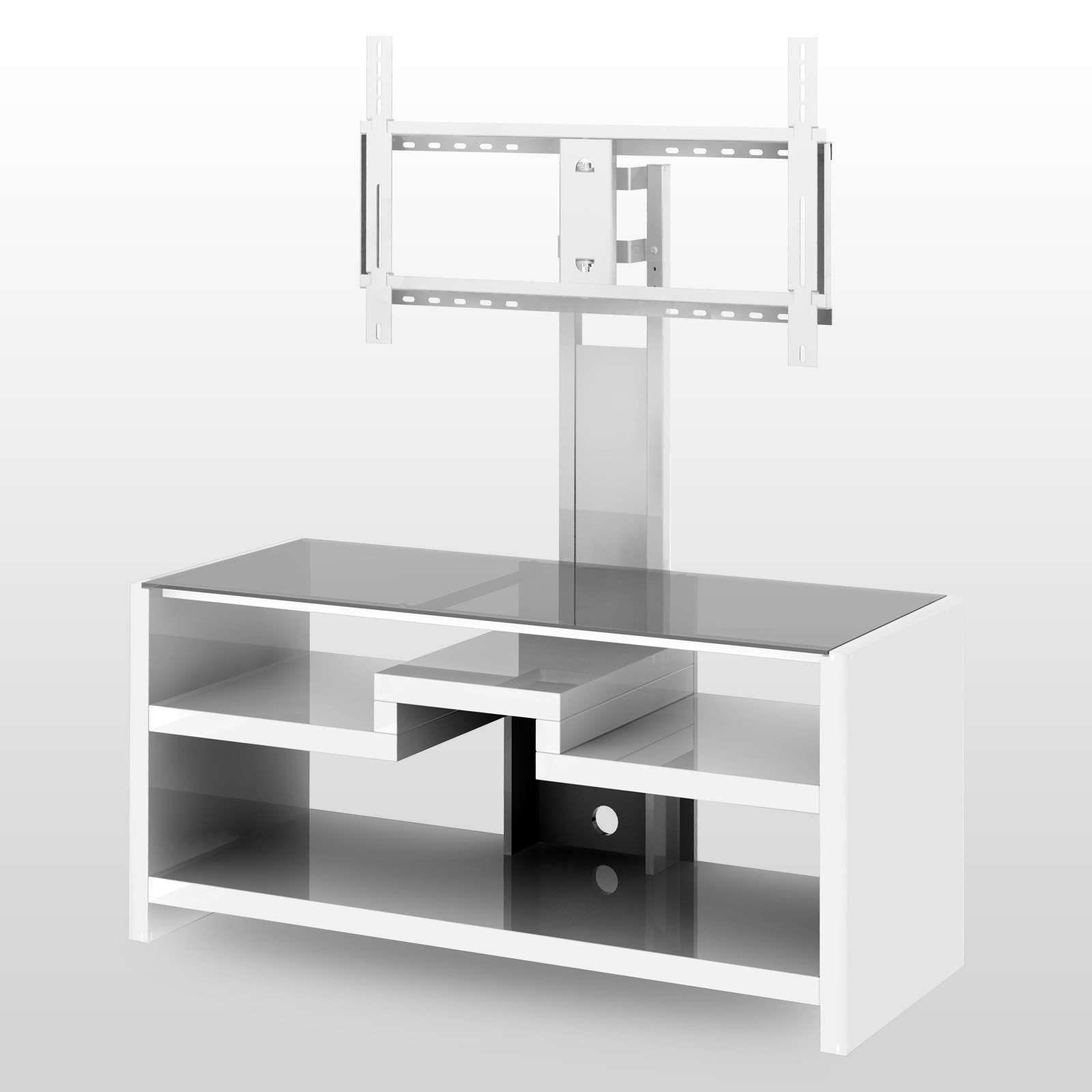 Furnitures Modern White Glass Flat Screen Tv Stands With Mount Regarding White Tv Stands For Flat Screens (View 1 of 15)