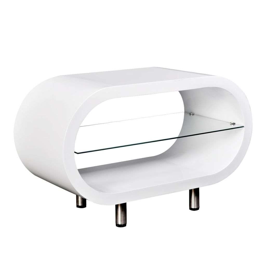 High Gloss White Tv Stand Coffee Table Oval | Vidaxl.co (View 10 of 15)