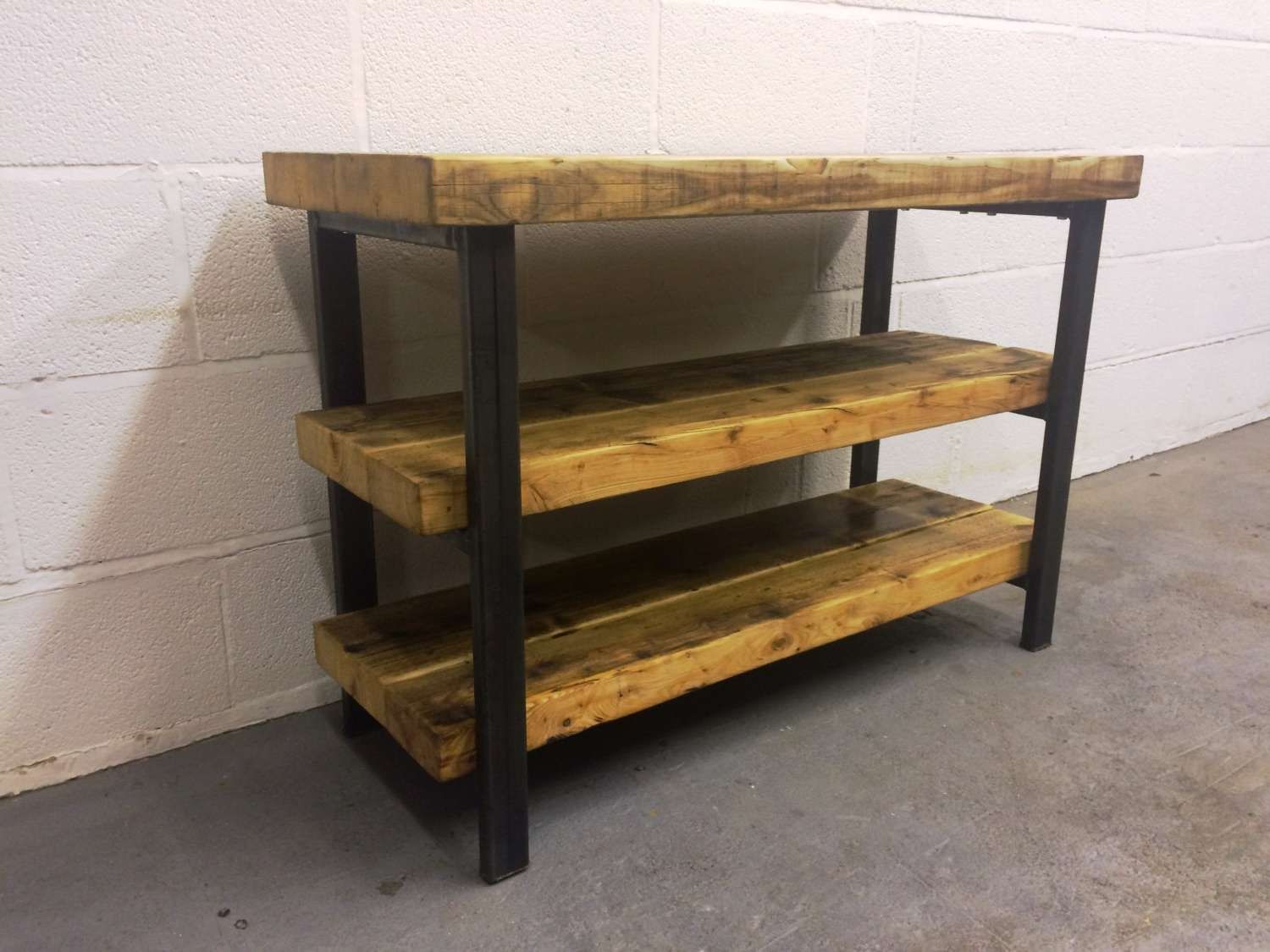 Industrial Chic Reclaimed Tv Stand Media Centre Coffee Table Intended For Metal And Wood Tv Stands (Gallery 1 of 15)