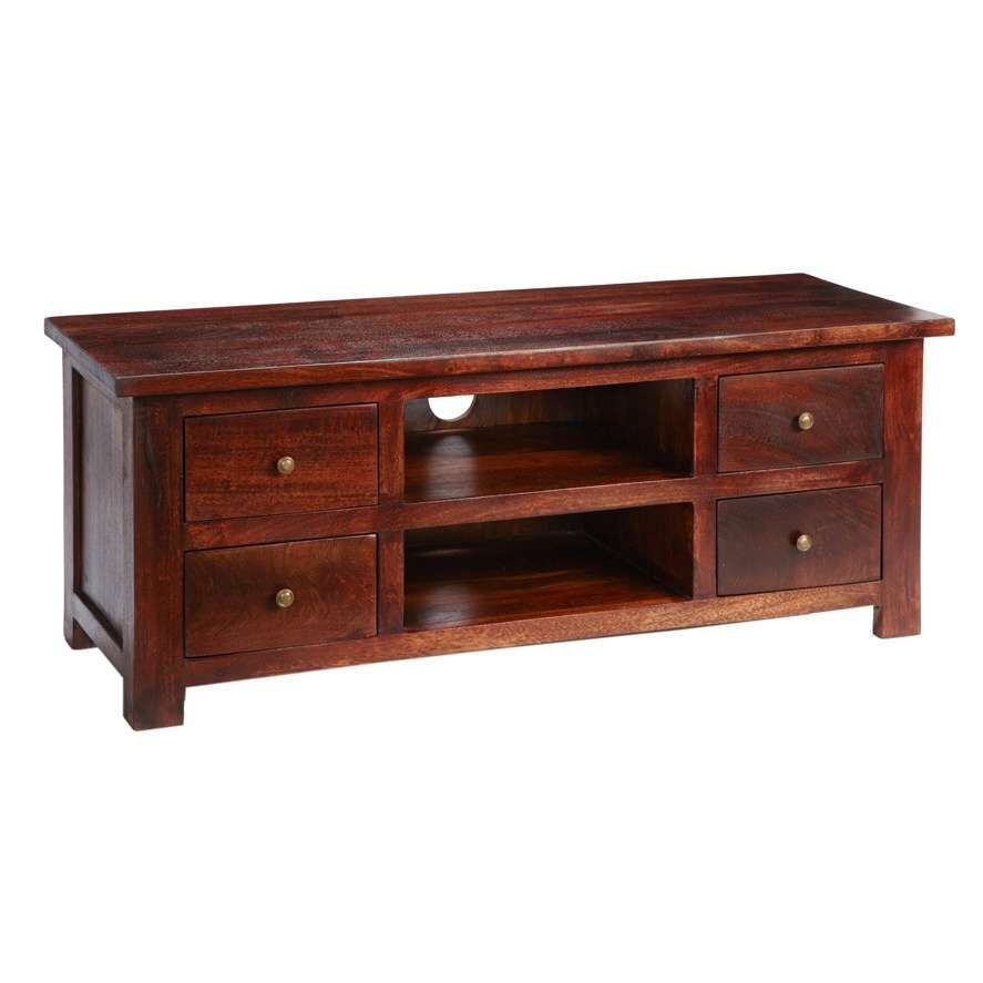 Maharani Dark Wood Tv Cabinet With Drawers Inside Dark Tv Stands (View 2 of 15)
