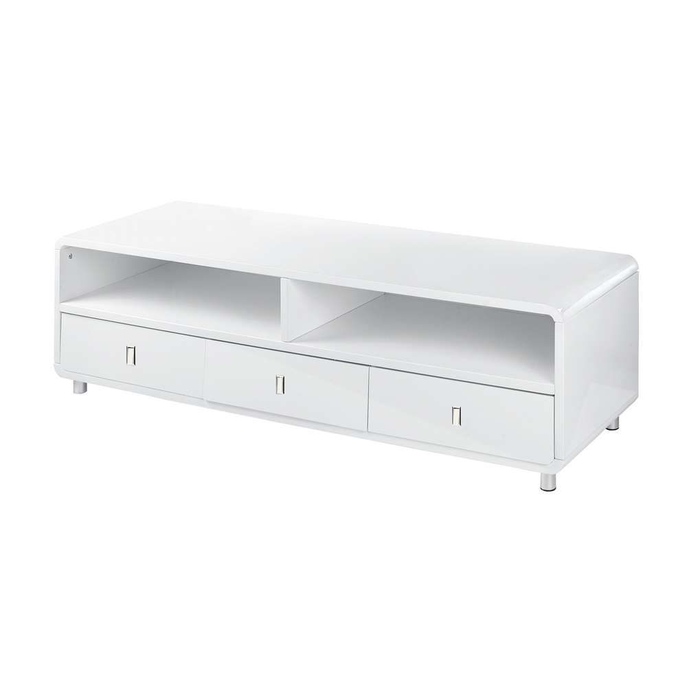 Malone Three Drawer Gloss Tv Unit White – Dwell In Dwell Tv Stands (View 6 of 15)