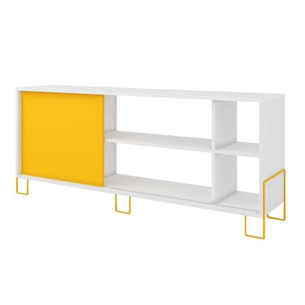 Nacka Tv Stand 2.0 | White And Yellow, Manhattan Comfort – Modern Within Yellow Tv Stands (Gallery 7 of 15)