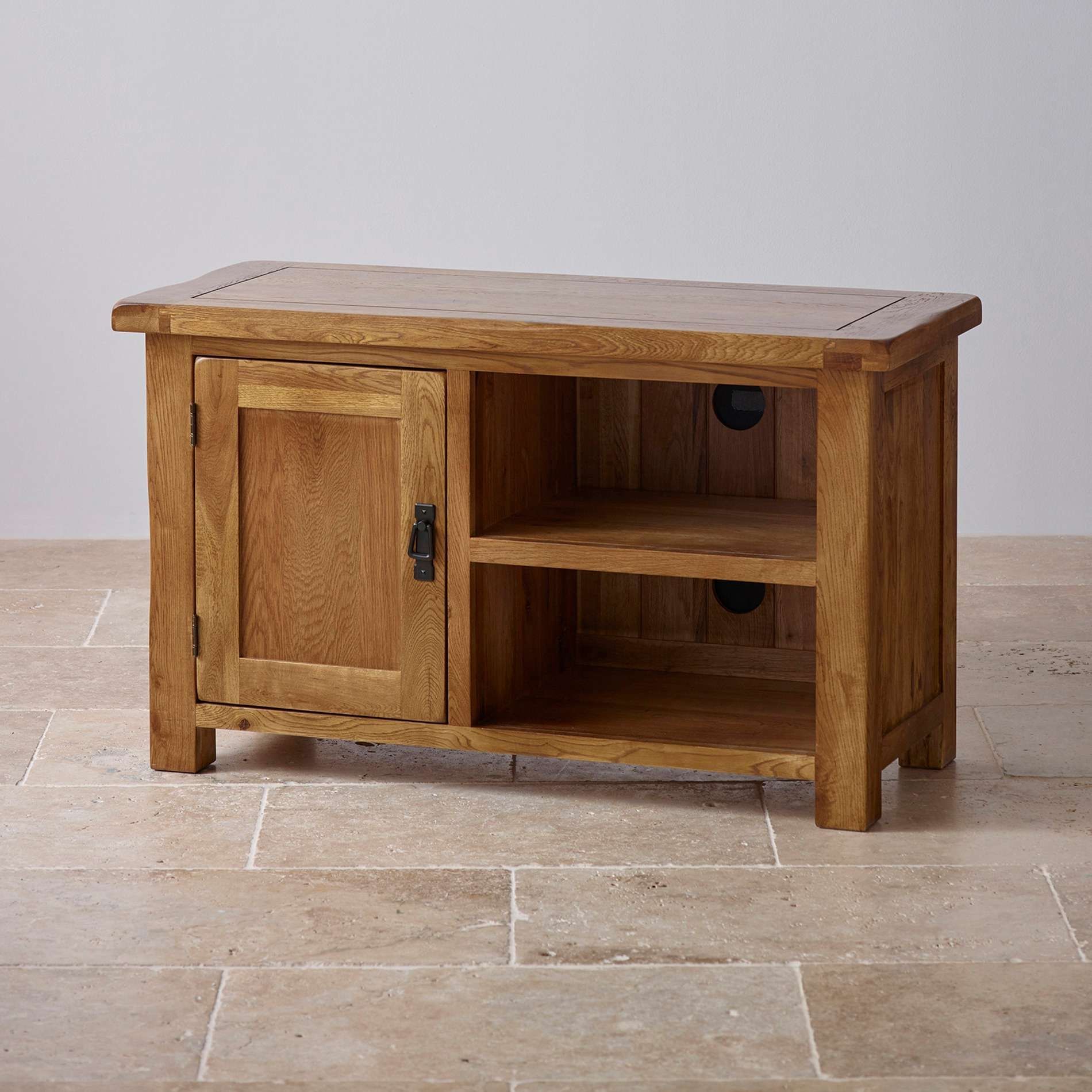 Original Rustic Tv Cabinet In Solid Oak | Oak Furniture Land With Regard To Oak Tv Cabinets (View 2 of 20)