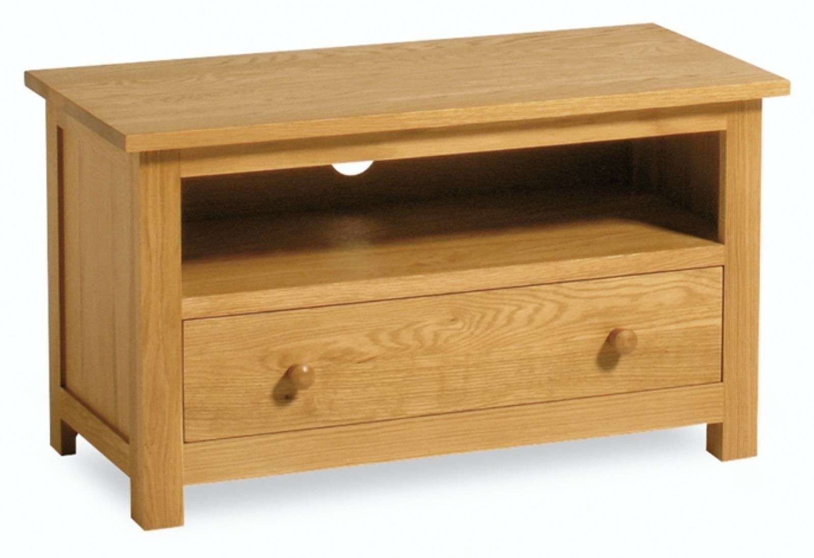 Penrose Oak Small Tv Stand / Modern Light Oak Tv Unit / Solid Wood With Regard To Light Oak Tv Cabinets (View 2 of 20)