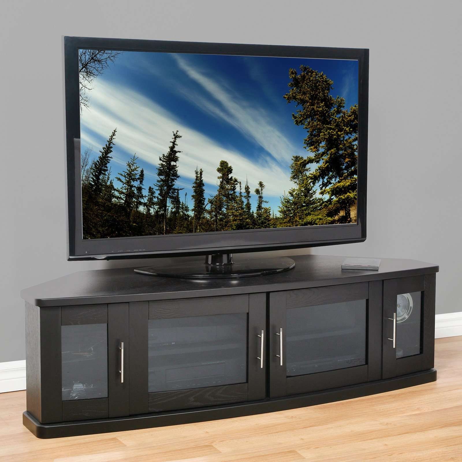 Plateau Newport 62 Inch Corner Tv Stand In Black – Walmart Inside Nexera Tv Stands (View 9 of 15)