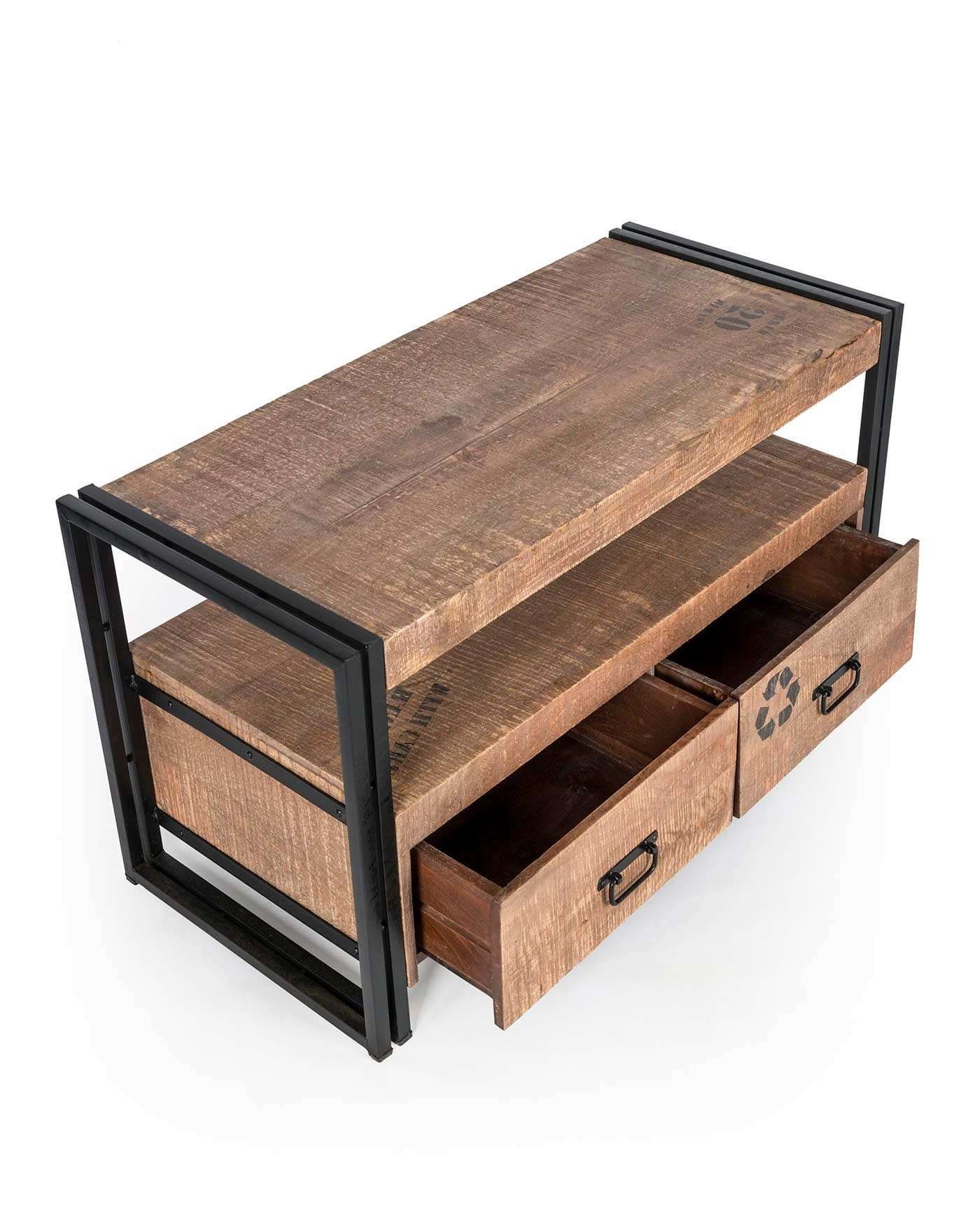 Reclaimed Wood Tv Stand Industrial Furniture Range – Homescapes Regarding Recycled Wood Tv Stands (View 5 of 15)