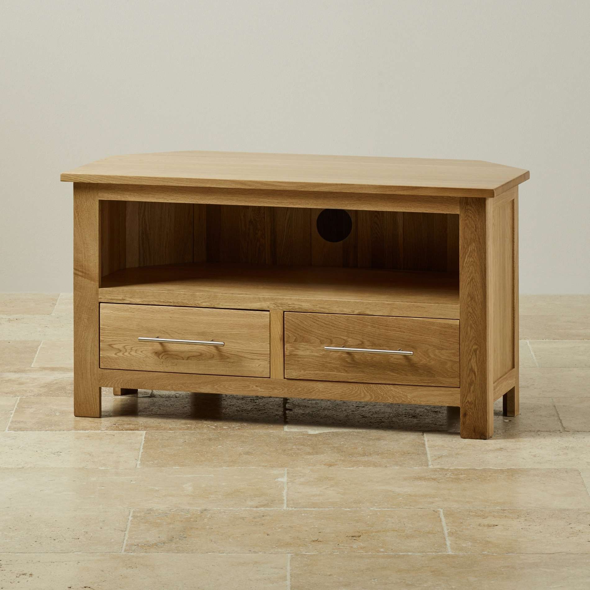 Rivermead Corner Tv Cabinet In Solid Oak | Oak Furniture Land With Solid Oak Corner Tv Cabinets (Gallery 9 of 20)