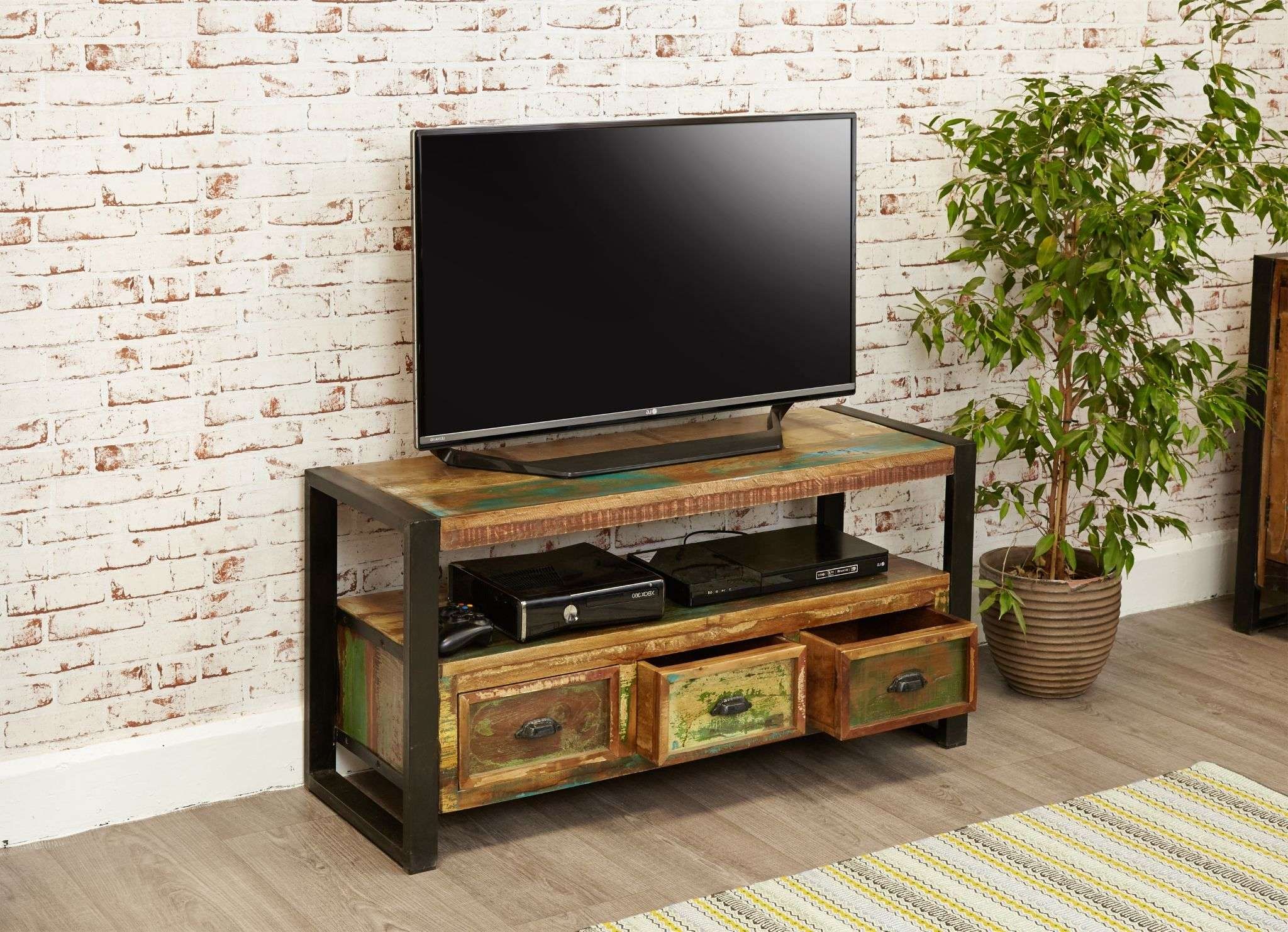 Rustic Industrial Tv Unit | See More Tv Units At Big Blu Inside Industrial Tv Cabinets (Gallery 17 of 20)