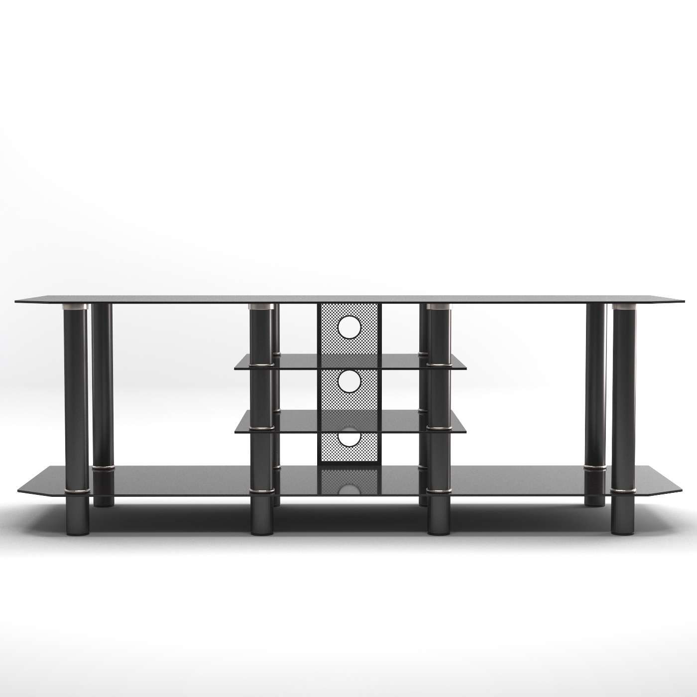 Salerno 60 Inch Glass Tv Stand In Black For Modern Glass Tv Stands (Gallery 11 of 15)