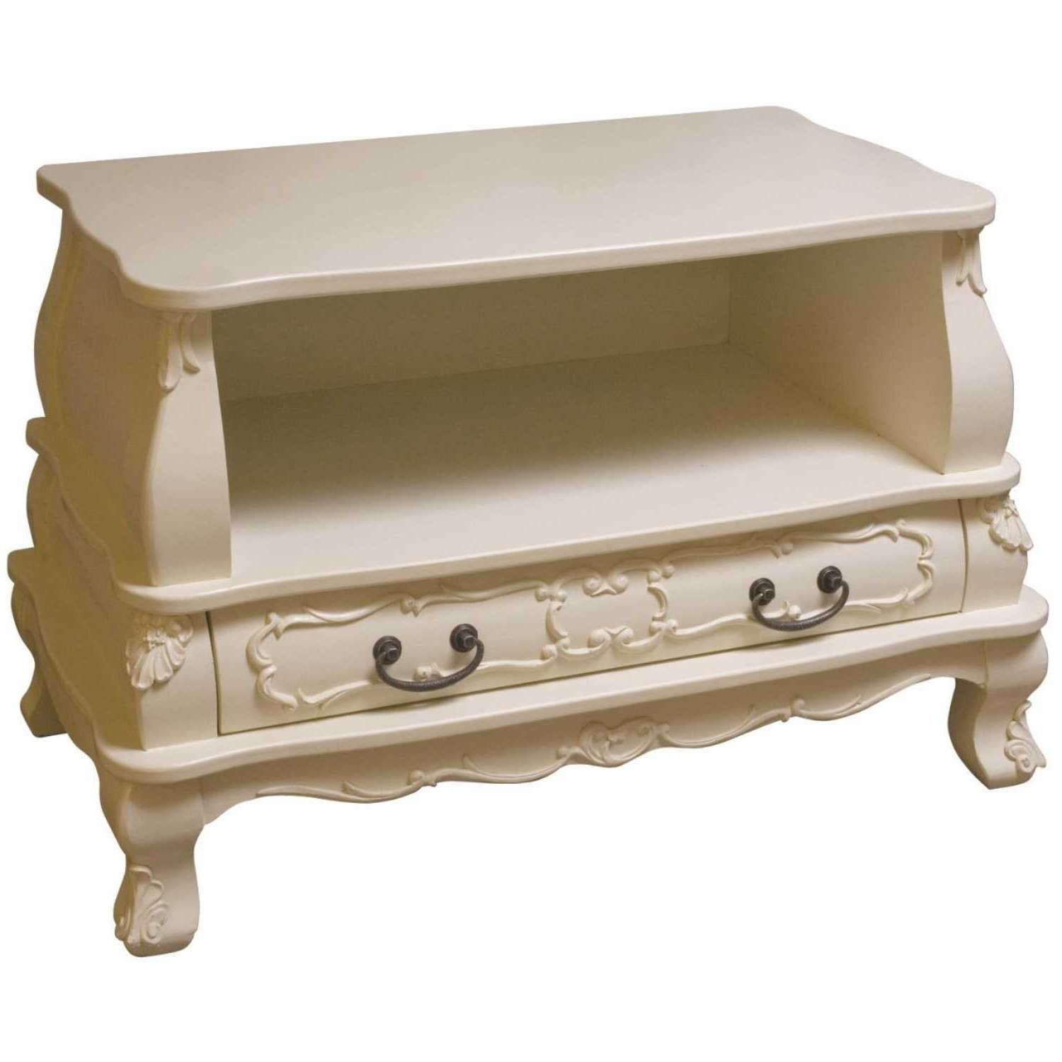Shabby Chic Cream Painted Brittany Tv Cabinet Intended For Cream Tv Cabinets (View 3 of 20)