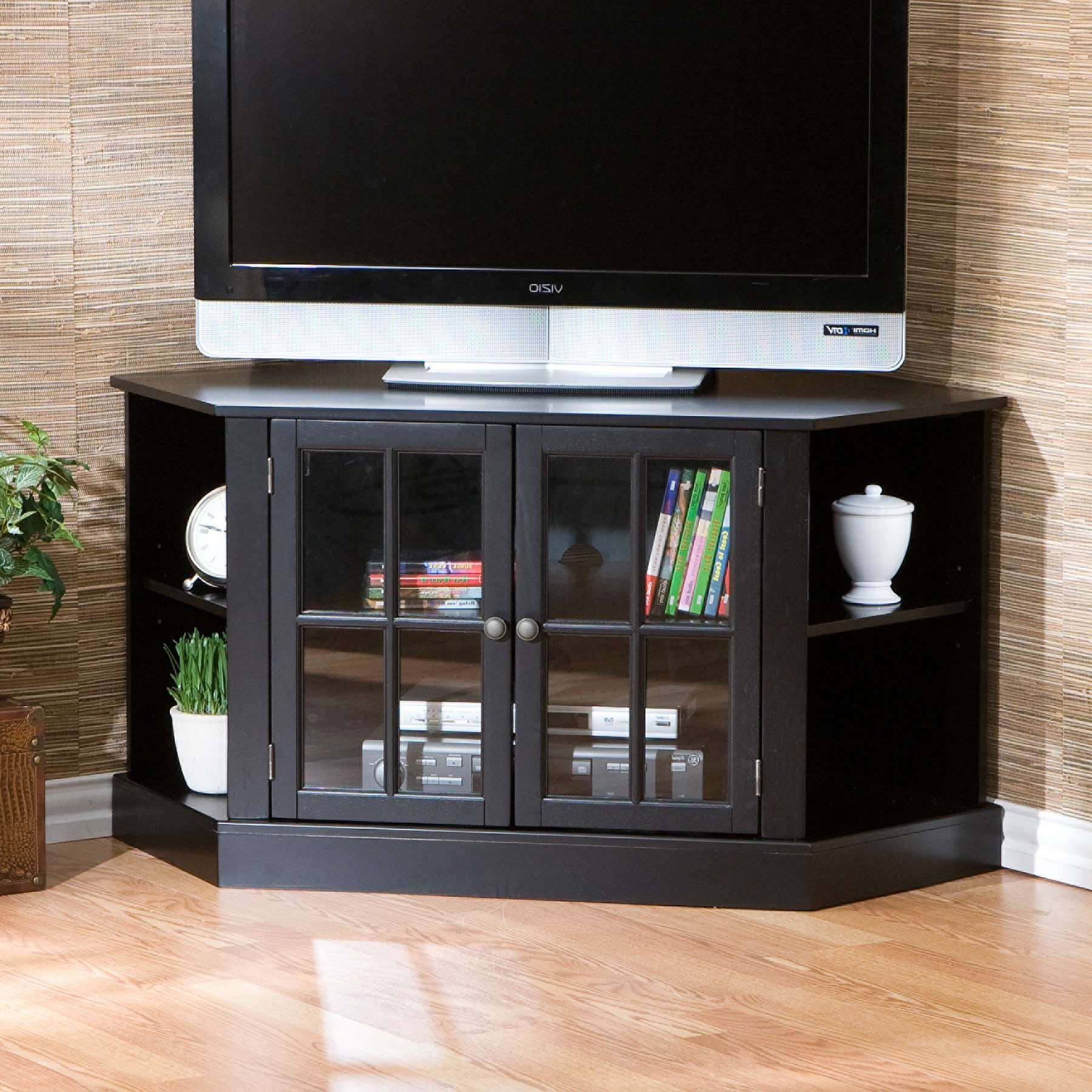 Sold Thomas Corner Media Stand – Black Throughout Triangular Tv Stands (View 1 of 15)