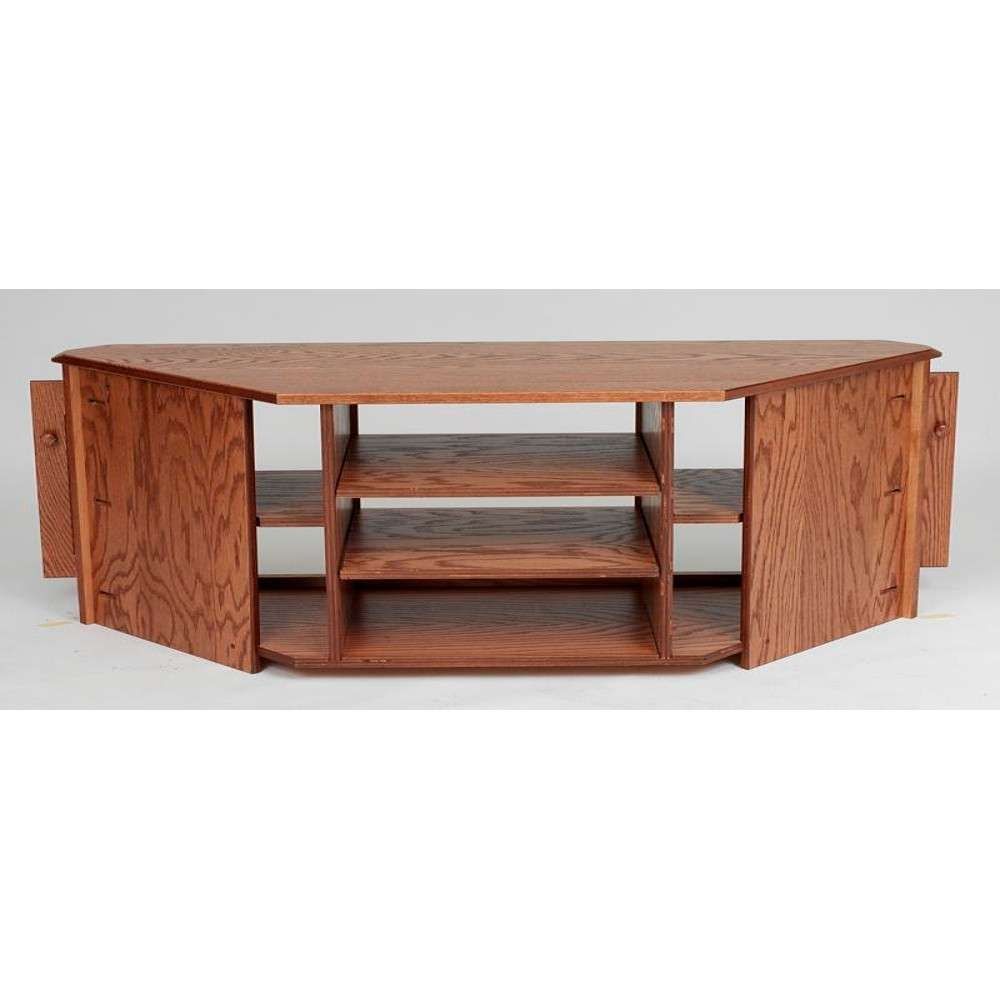 Solid Wood Oak Country Corner Tv Stand W/cabinet – 55" – The Oak Pertaining To Solid Oak Corner Tv Cabinets (View 16 of 20)