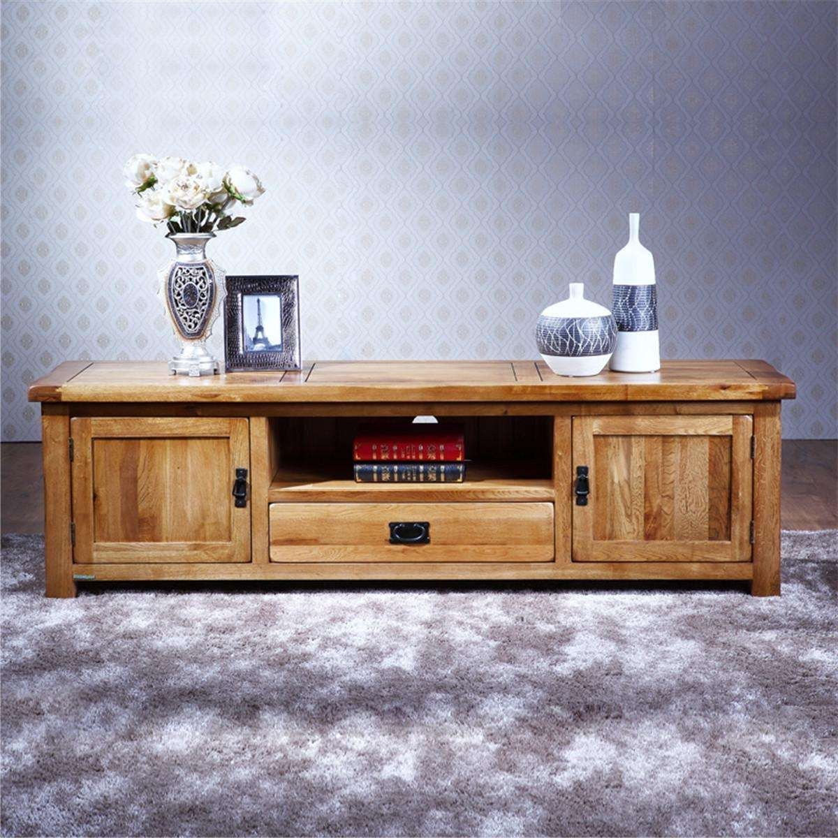Table Pure Solid Wood Tv Stand Oak Media Console Shocking Within Cheap Oak Tv Stands (View 1 of 15)