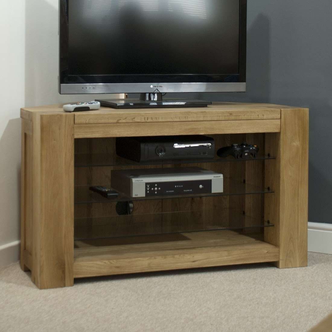 Trend Solid Oak Corner Tv Unit | Oak Furniture Uk In Contemporary Oak Tv Stands (View 5 of 15)