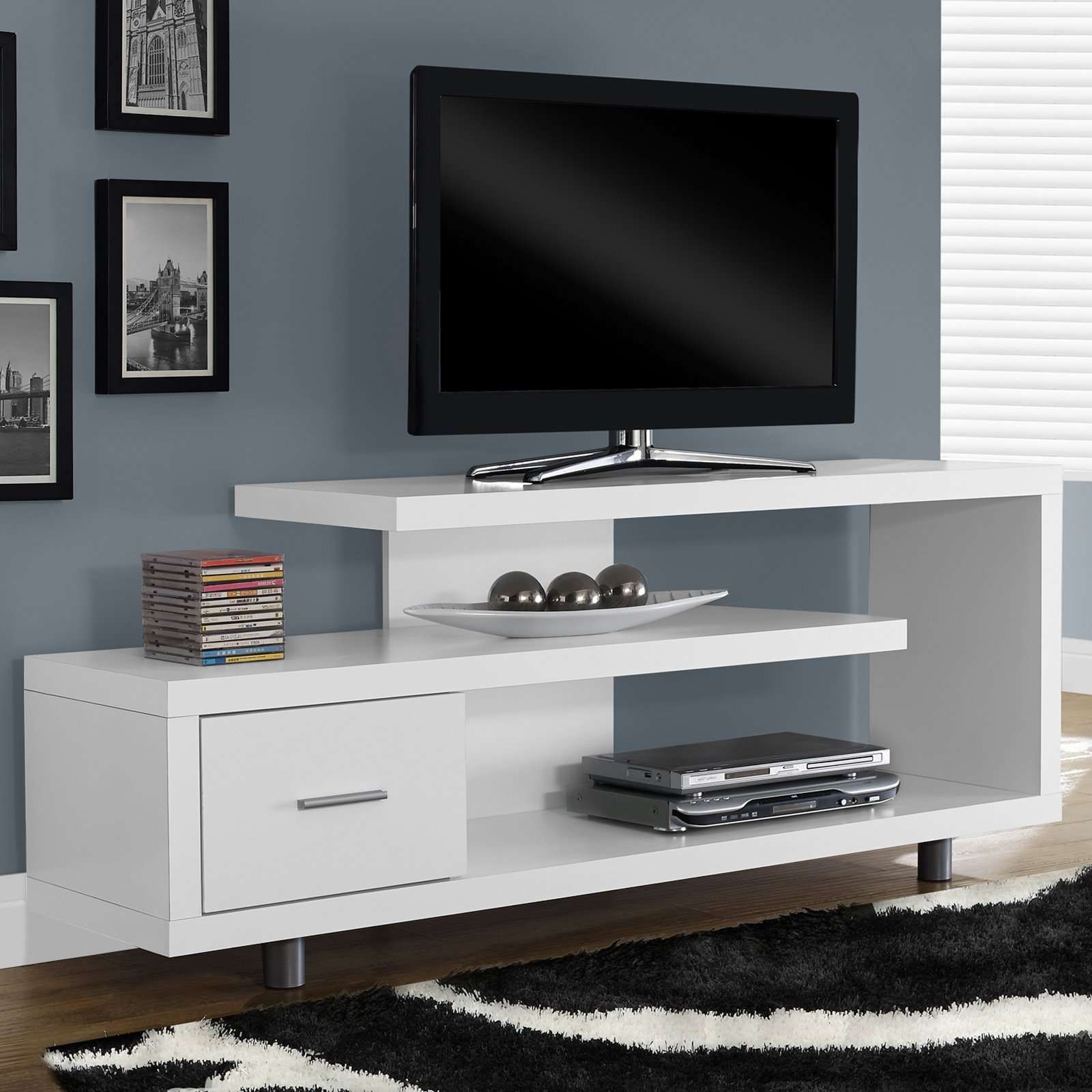 Tvilum Match Tv Stand With Adjustable Shelves – White | Hayneedle For Fancy Tv Cabinets (View 3 of 20)