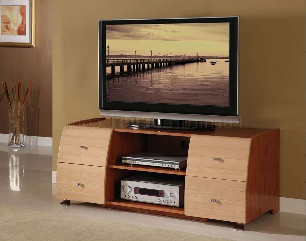 Two Tone Maple & Cherry Contemporary Tv Stand With Regard To Maple Wood Tv Stands (Gallery 1 of 15)