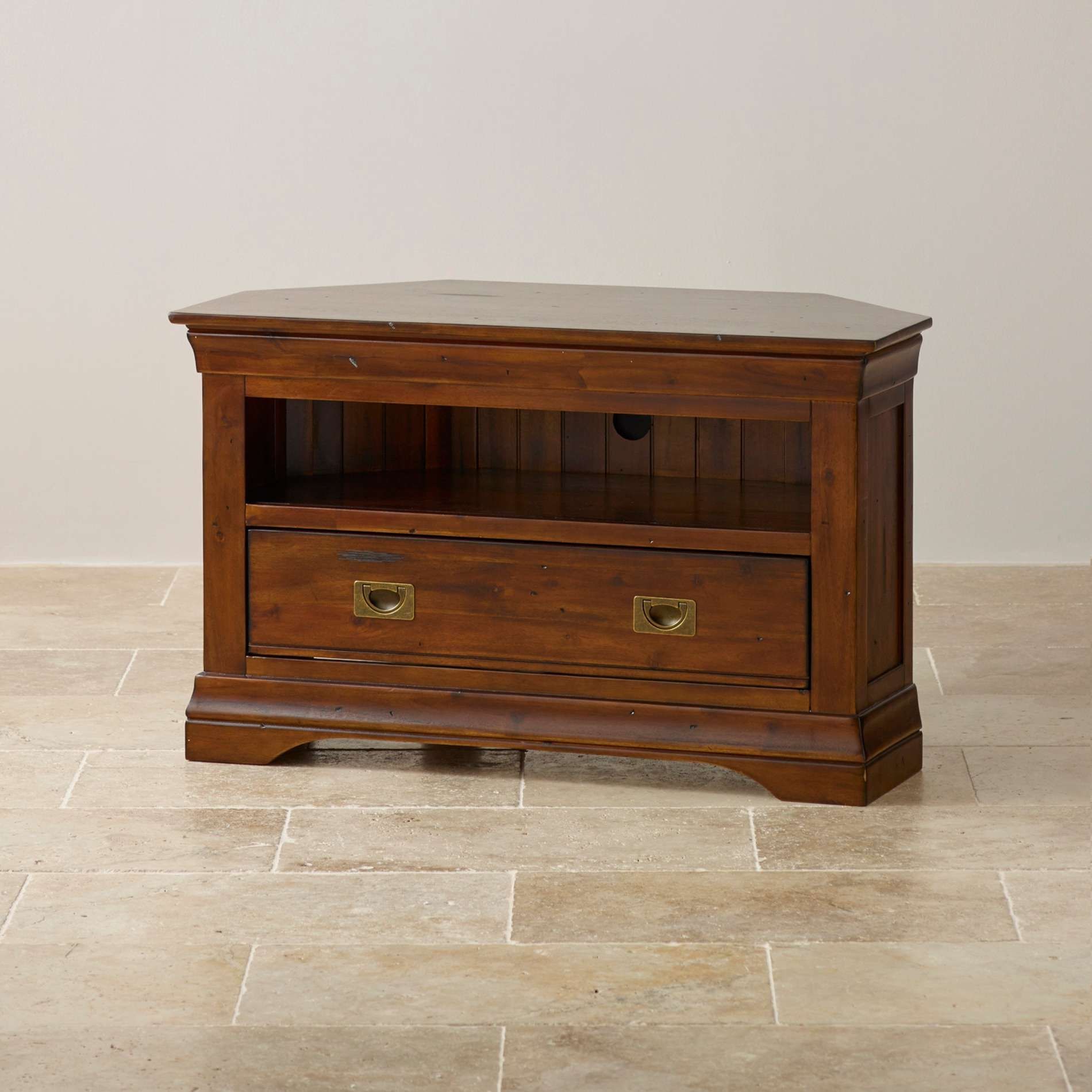 Victoria Corner Tv Cabinet In Solid Acacia | Oak Furniture Land Inside Wood Corner Tv Cabinets (View 5 of 20)