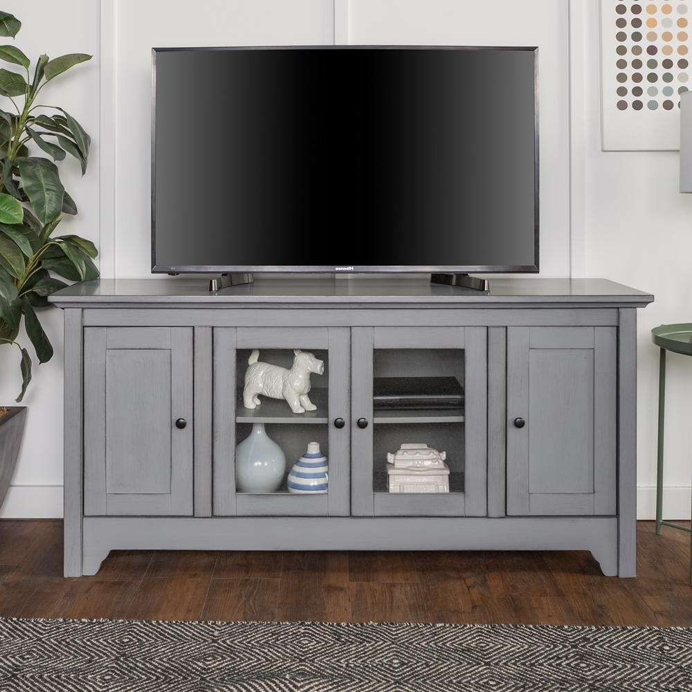 Walker Edison Furniture Company 52 In. Antique Grey Storage Inside Grey Tv Stands (Gallery 10 of 15)