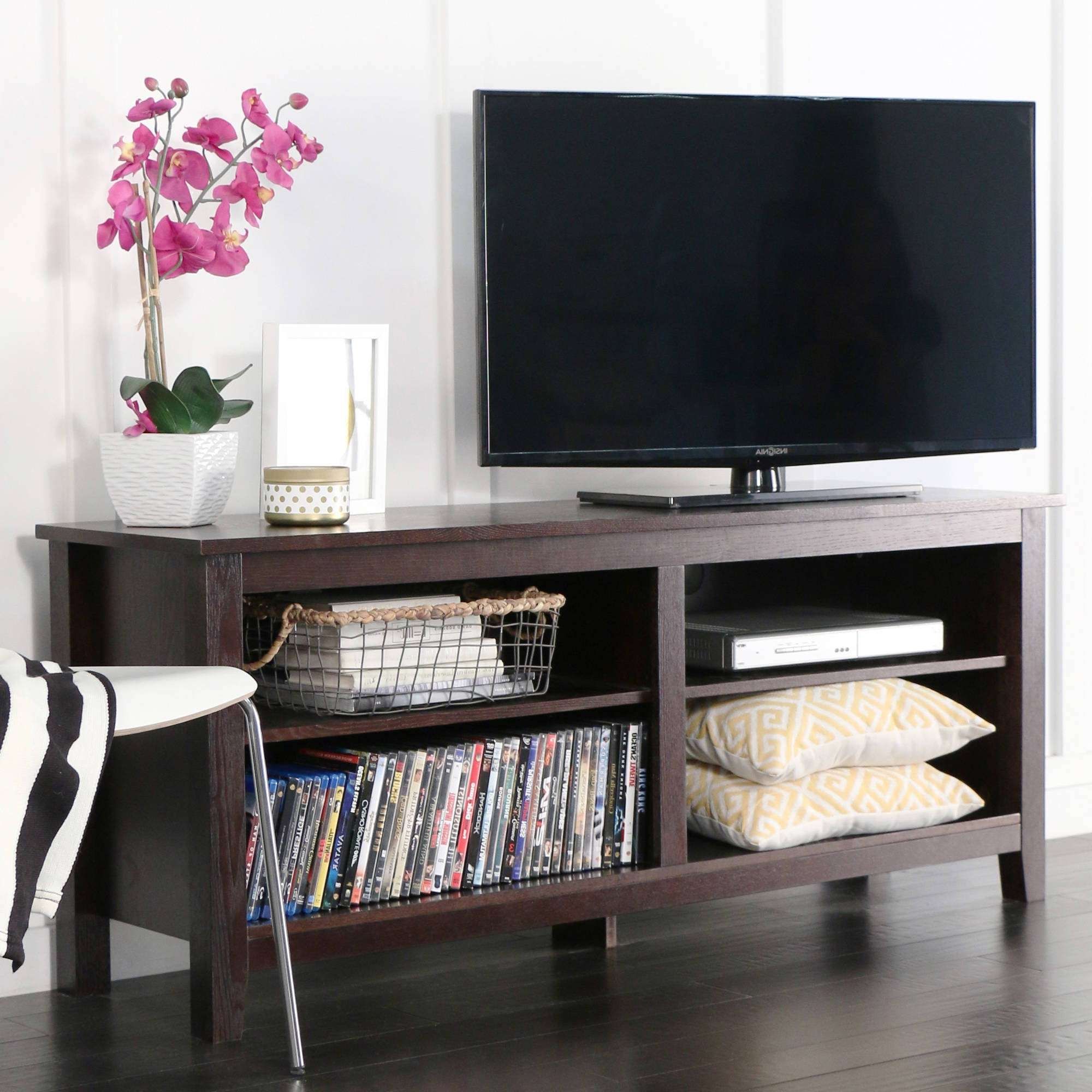Wood Tv Stand For Tvs Up To 60", Espresso – Walmart Within Birch Tv Stands (View 10 of 15)
