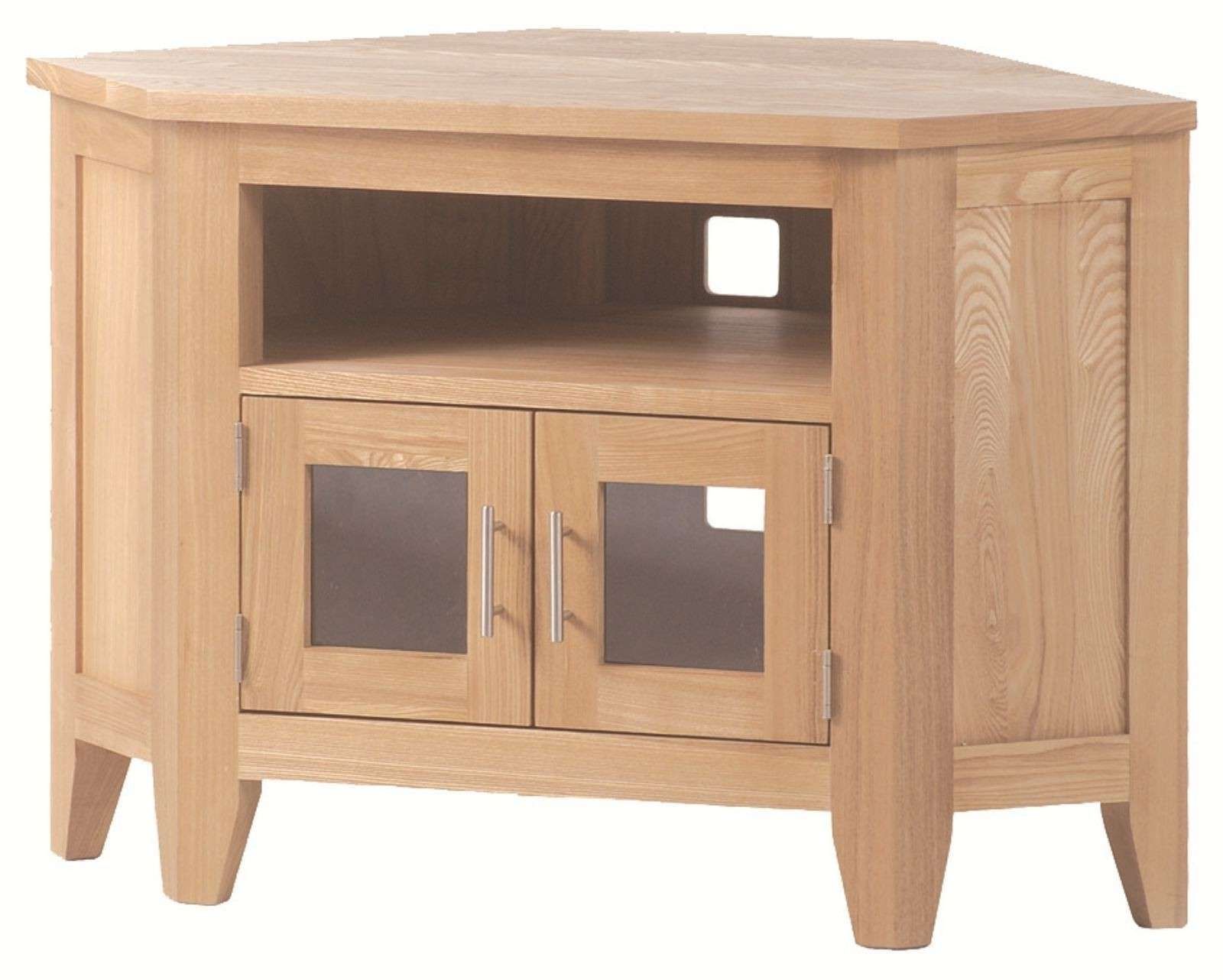 Wooden Corner Tv Stand With Small Cabinet Doors And Silver Handle With Silver Corner Tv Stands (View 15 of 15)