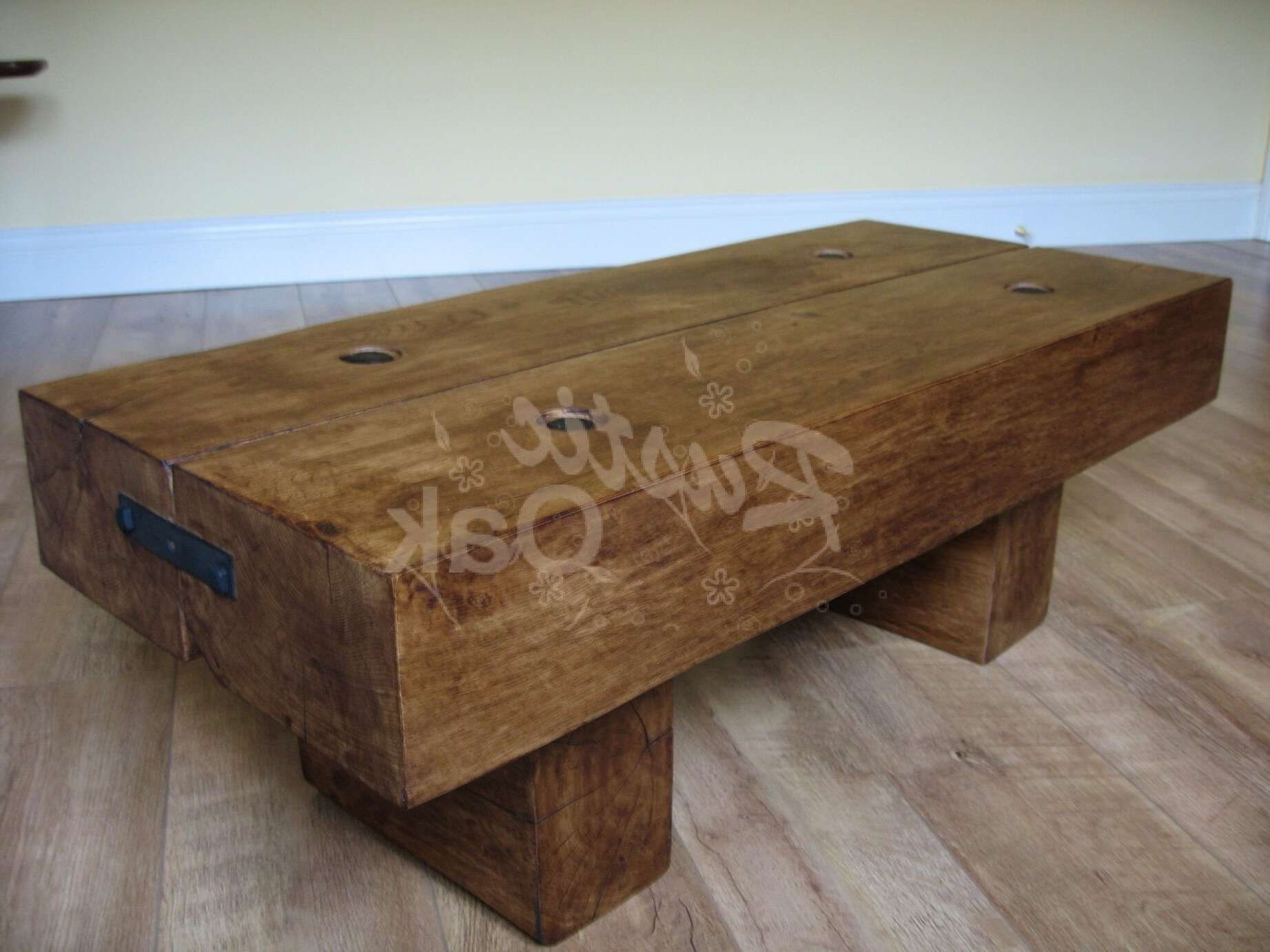 2 Beam Coffee Table With Rustic Bolts – Rustic Oak Within Well Known Oak Beam Coffee Tables (View 1 of 20)