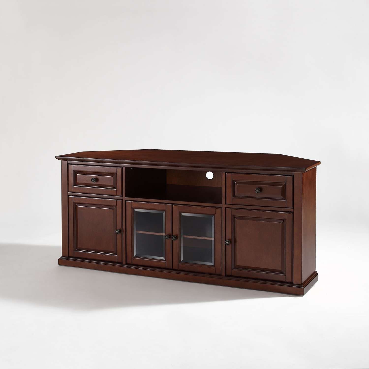60 Inch Corner Tv Stand In Vintage Mahogany Crosley Furniture Inside Tv Cabinets Corner Units (View 1 of 20)