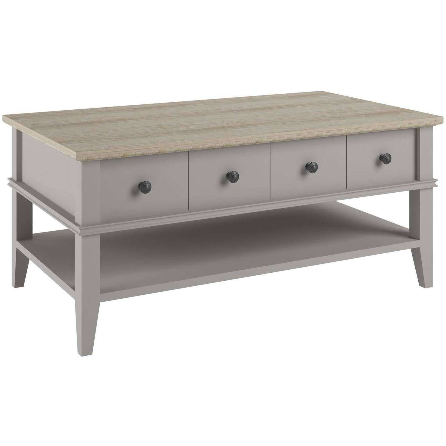 Ameriwood Home Newport Coffee Table, Light Gray/light Brown In Popular Gray Wood Coffee Tables (View 15 of 20)