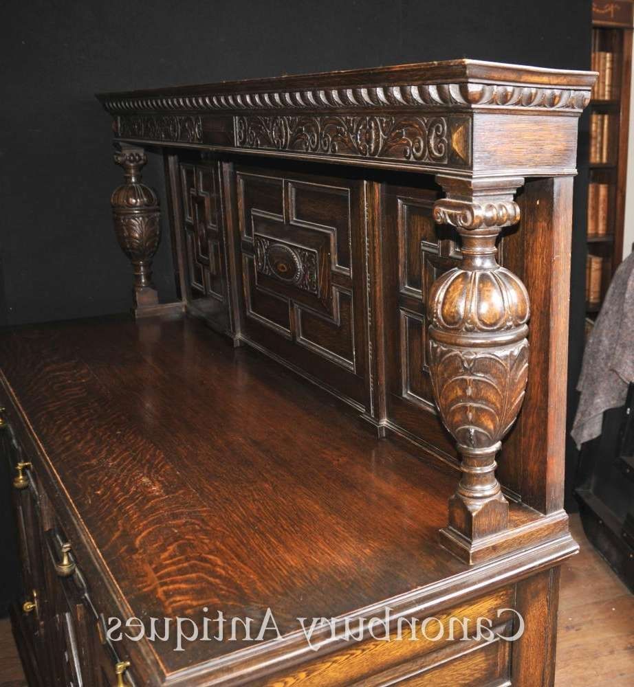 Antique Oak Jacobean Sideboard Server Buffet Kitchen Furniture | Ebay In Antique Oak Sideboards (View 12 of 20)