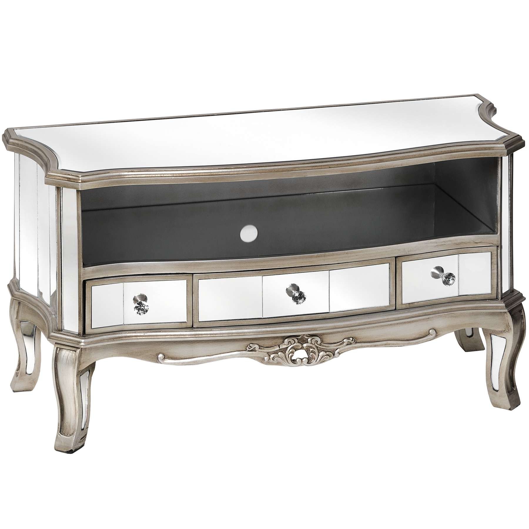 Argente Mirrored Television Cabinet From Hill Interiors Within Mirrored Tv Cabinets Furniture (View 15 of 20)