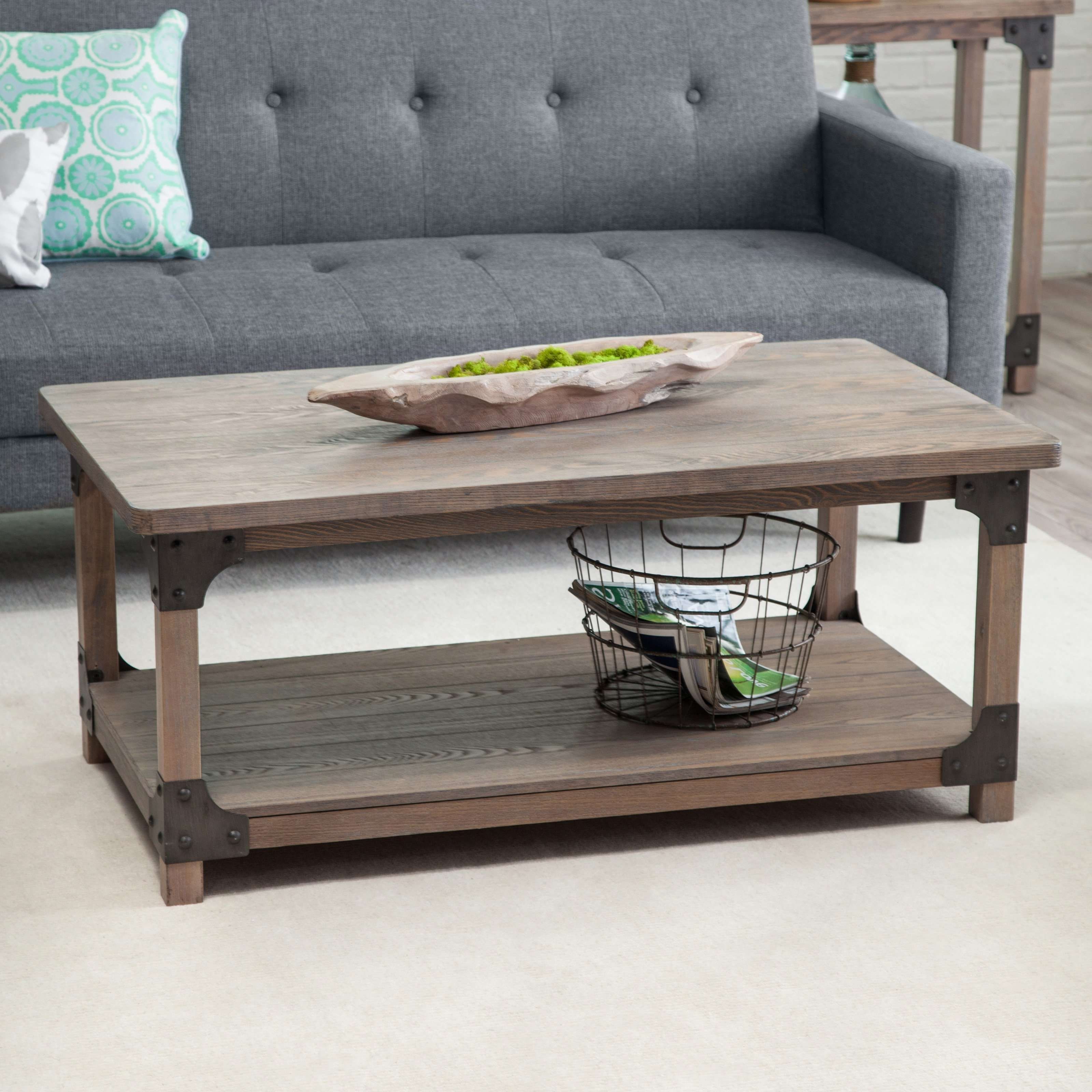 Belham Living Jamestown Rustic Coffee Table With Unique Driftwood Throughout Fashionable Rustic Coffee Tables With Bottom Shelf (View 3 of 20)