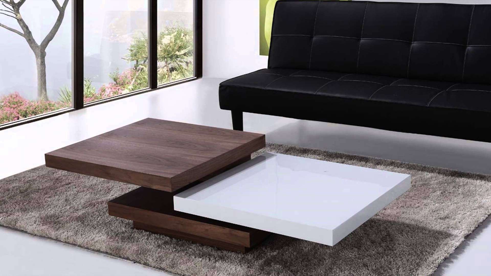Beliani Coffee Table – Swivel Panels – Walnut And White – Aveiro Regarding Most Up To Date Swivel Coffee Tables (View 5 of 20)