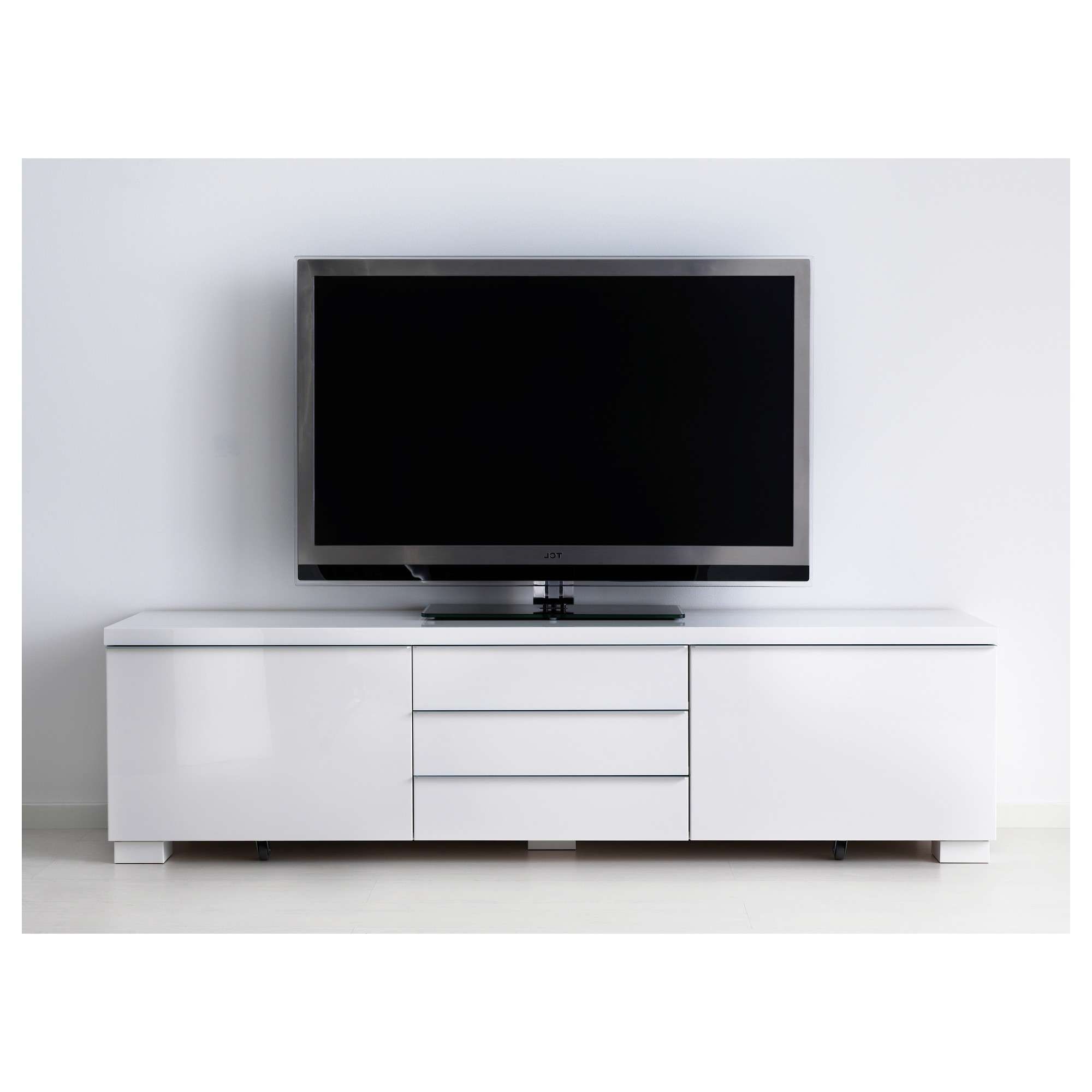 Bestå Burs Tv Bench High Gloss White 180x41 Cm – Ikea With High Gloss Tv Cabinets (View 3 of 20)