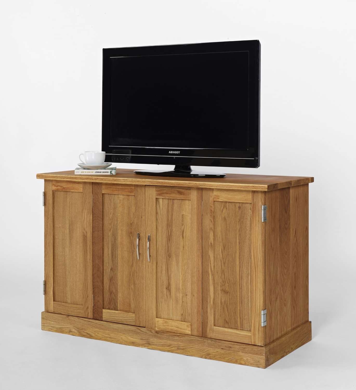 Brooklyn Contemporary Oak Widescreen Tv Cabinet With Widescreen Tv Cabinets (View 3 of 20)