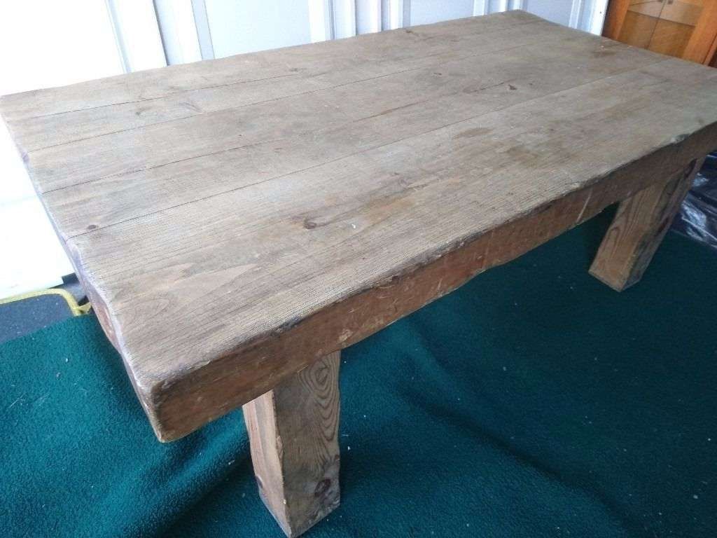 Chunky Rustic Solid Oak Sleeper Coffee Table (View 1 of 20)