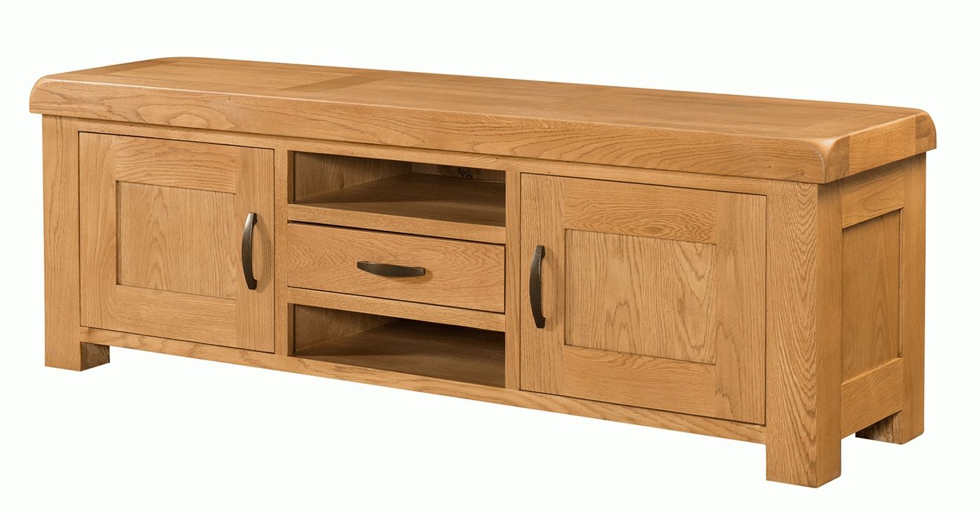 Clovelly Oak Extra Large Tv Unit | Furniture Plus Online Intended For Large Oak Tv Cabinets (View 8 of 20)